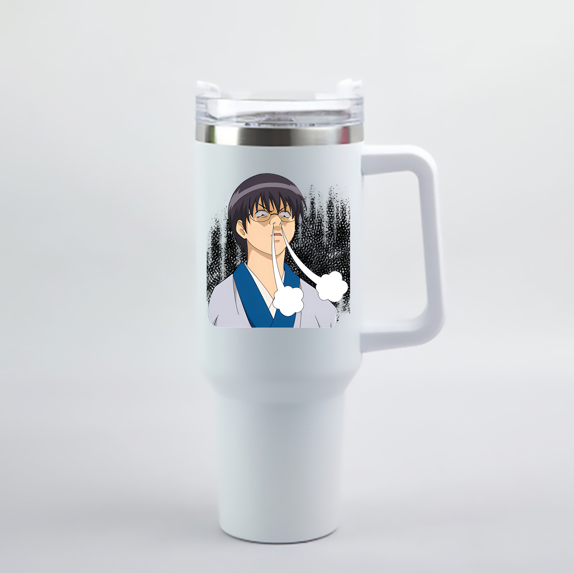 （画像用） ぎんたま 坂田銀時（さかたぎんとき） 神楽 志村新八（しむら しんぱち） GINTAMA Sakata Gintoki Kagura Shimura Shinpachi 1200mL車用タンブラー - クリスタルステッカー（プラスチックストロー付き）