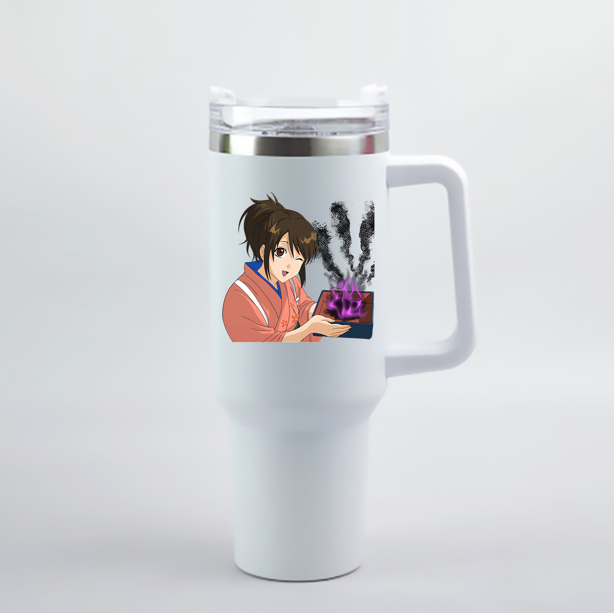 （画像用） ぎんたま 坂田銀時（さかたぎんとき） 神楽 志村新八（しむら しんぱち） GINTAMA Sakata Gintoki Kagura Shimura Shinpachi 1200mL車用タンブラー - クリスタルステッカー（プラスチックストロー付き）