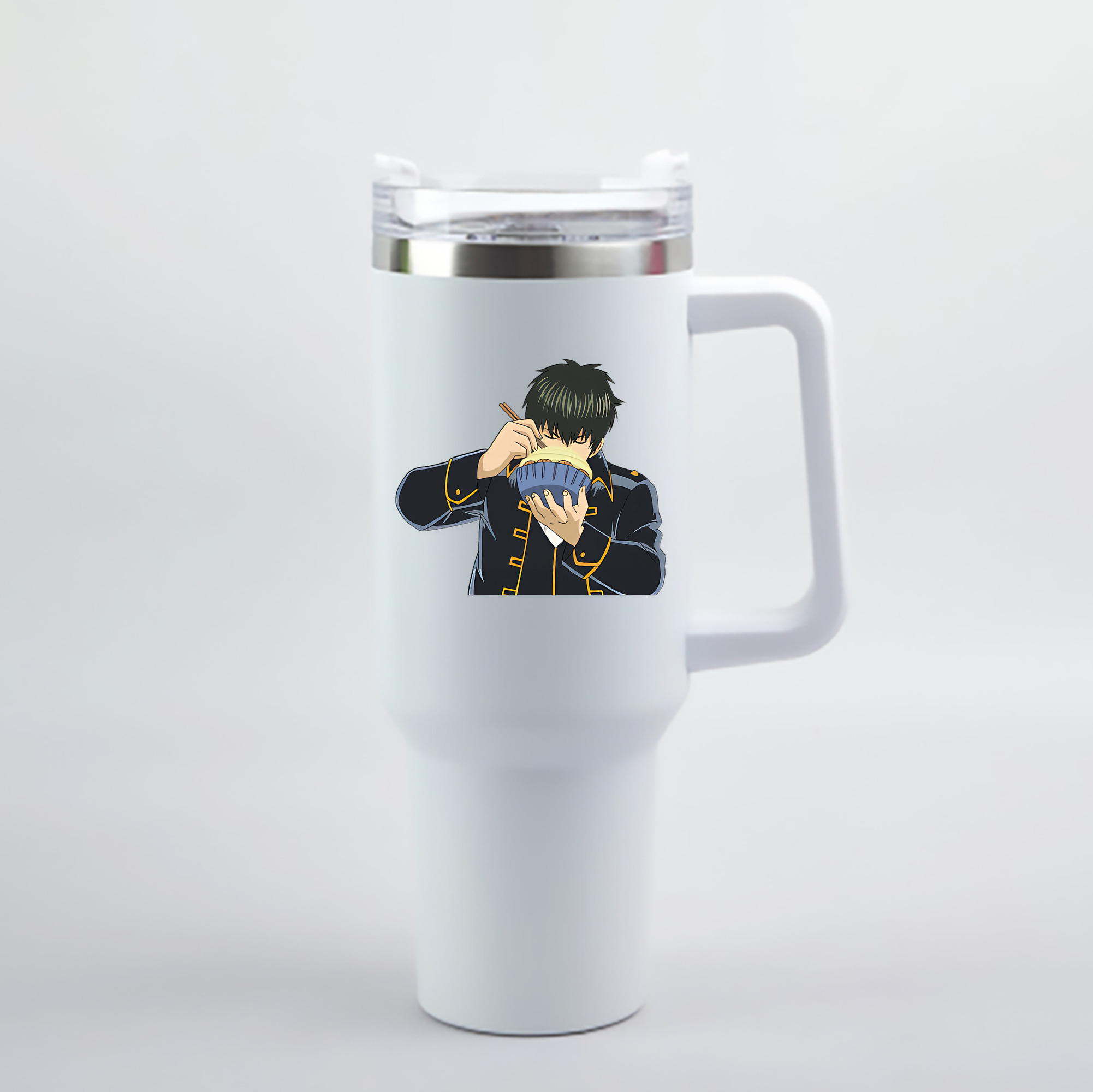 （画像用） ぎんたま 坂田銀時（さかたぎんとき） 神楽 志村新八（しむら しんぱち） GINTAMA Sakata Gintoki Kagura Shimura Shinpachi 1200mL車用タンブラー - クリスタルステッカー（プラスチックストロー付き）