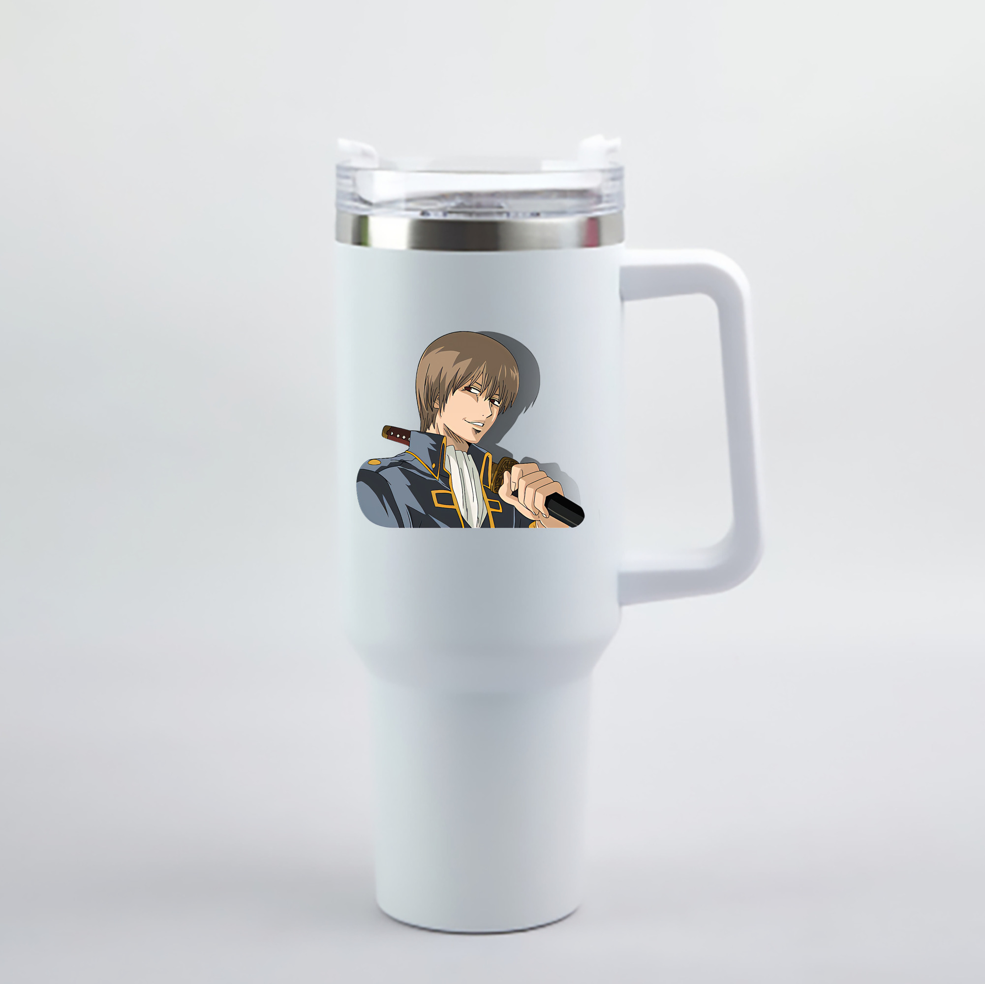 （画像用） ぎんたま 坂田銀時（さかたぎんとき） 神楽 志村新八（しむら しんぱち） GINTAMA Sakata Gintoki Kagura Shimura Shinpachi 1200mL車用タンブラー - クリスタルステッカー（プラスチックストロー付き）