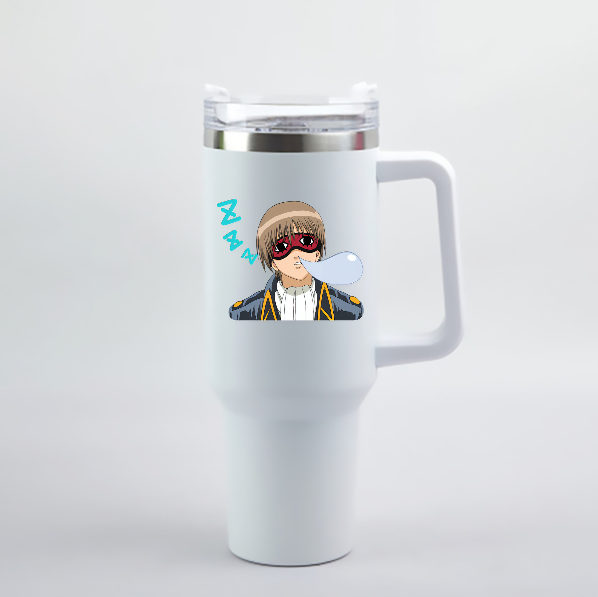 （画像用） ぎんたま 坂田銀時（さかたぎんとき） 神楽 志村新八（しむら しんぱち） GINTAMA Sakata Gintoki Kagura Shimura Shinpachi 1200mL車用タンブラー - クリスタルステッカー（プラスチックストロー付き）