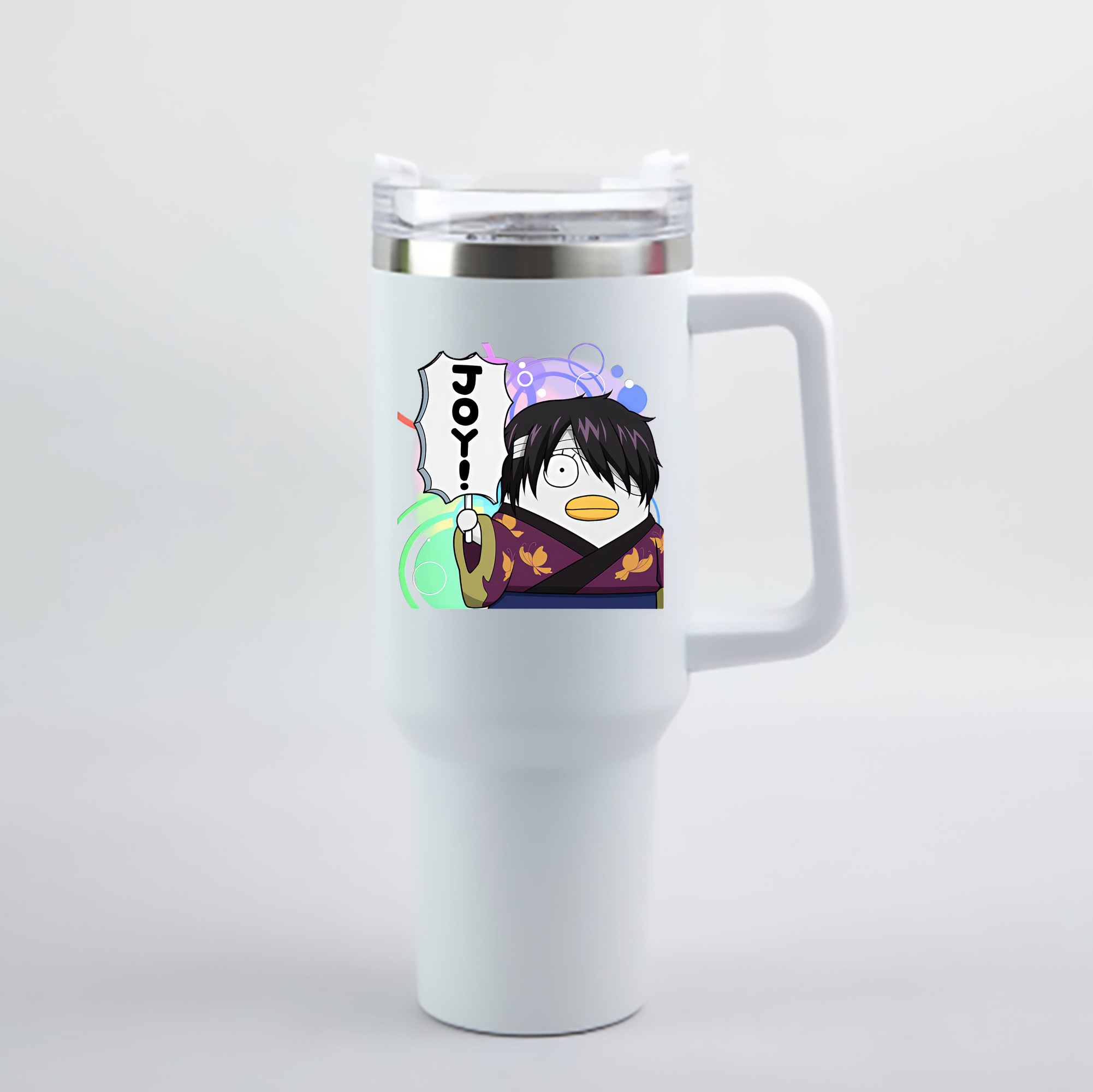 （画像用） ぎんたま 坂田銀時（さかたぎんとき） 神楽 志村新八（しむら しんぱち） GINTAMA Sakata Gintoki Kagura Shimura Shinpachi 1200mL車用タンブラー - クリスタルステッカー（プラスチックストロー付き）