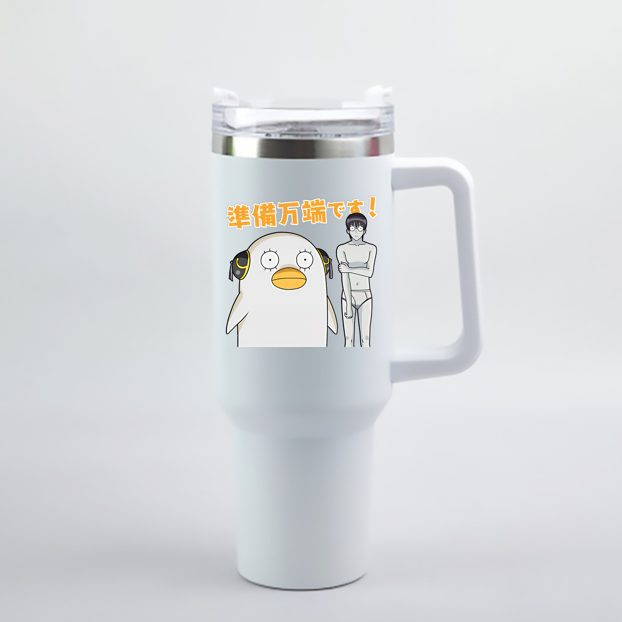 （画像用） ぎんたま 坂田銀時（さかたぎんとき） 神楽 志村新八（しむら しんぱち） GINTAMA Sakata Gintoki Kagura Shimura Shinpachi 1200mL車用タンブラー - クリスタルステッカー（プラスチックストロー付き）