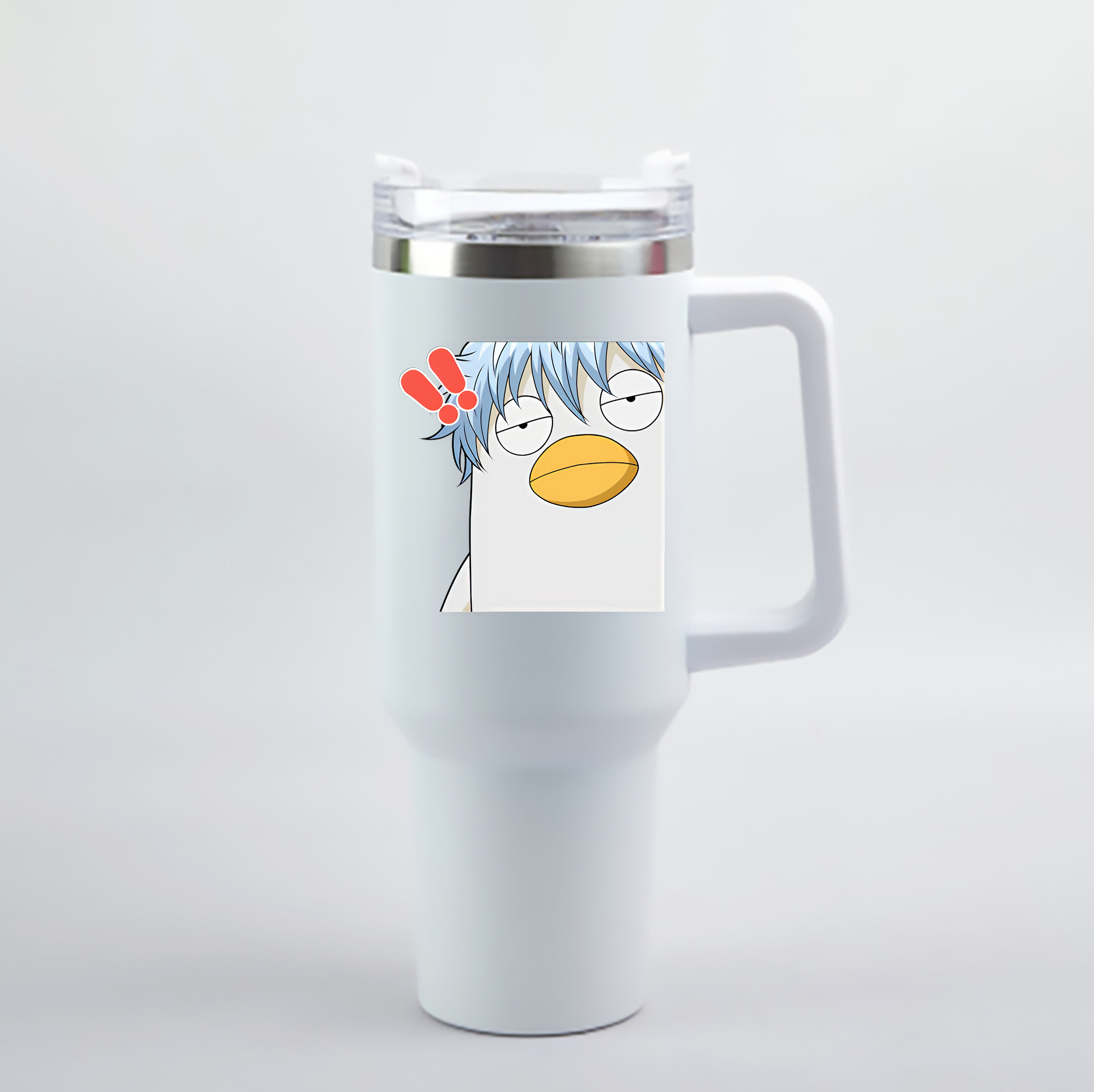 （画像用） ぎんたま 坂田銀時（さかたぎんとき） 神楽 志村新八（しむら しんぱち） GINTAMA Sakata Gintoki Kagura Shimura Shinpachi 1200mL車用タンブラー - クリスタルステッカー（プラスチックストロー付き）