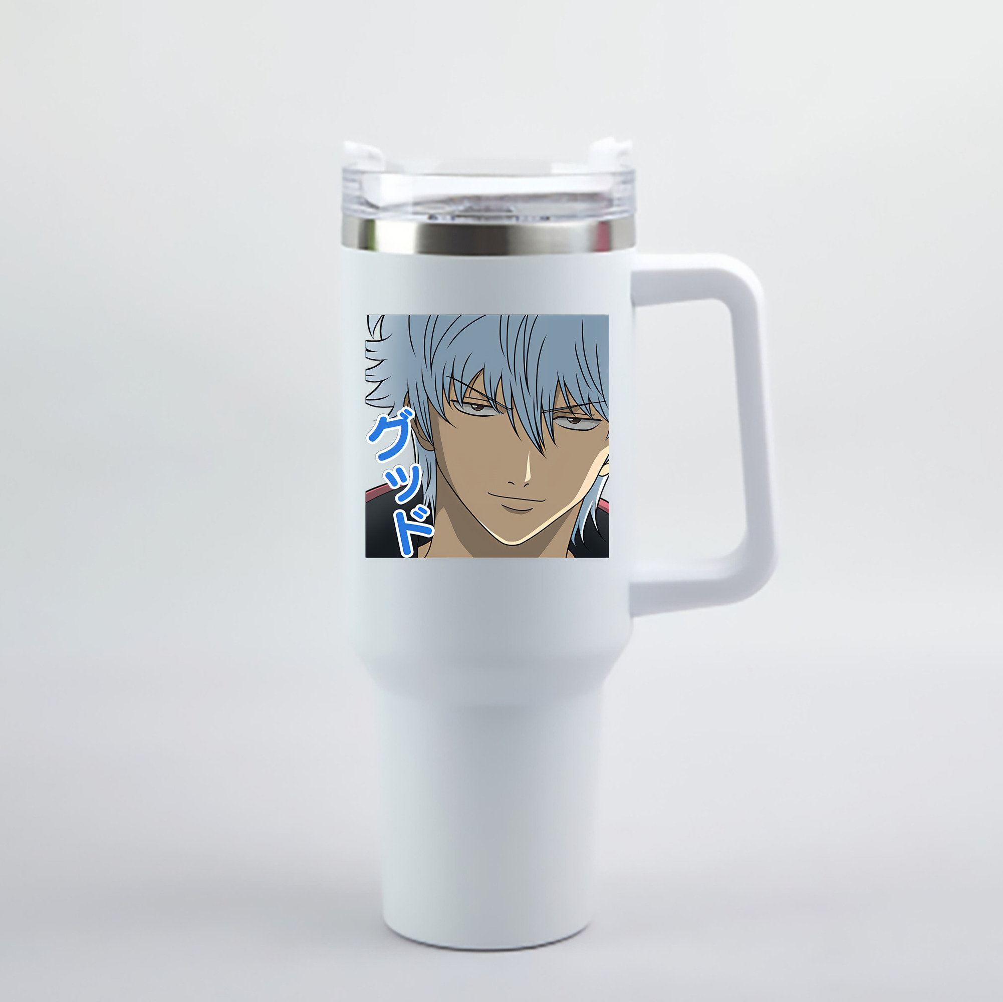 （画像用） ぎんたま 坂田銀時（さかたぎんとき） 神楽 志村新八（しむら しんぱち） GINTAMA Sakata Gintoki Kagura Shimura Shinpachi 1200mL車用タンブラー - クリスタルステッカー（プラスチックストロー付き）