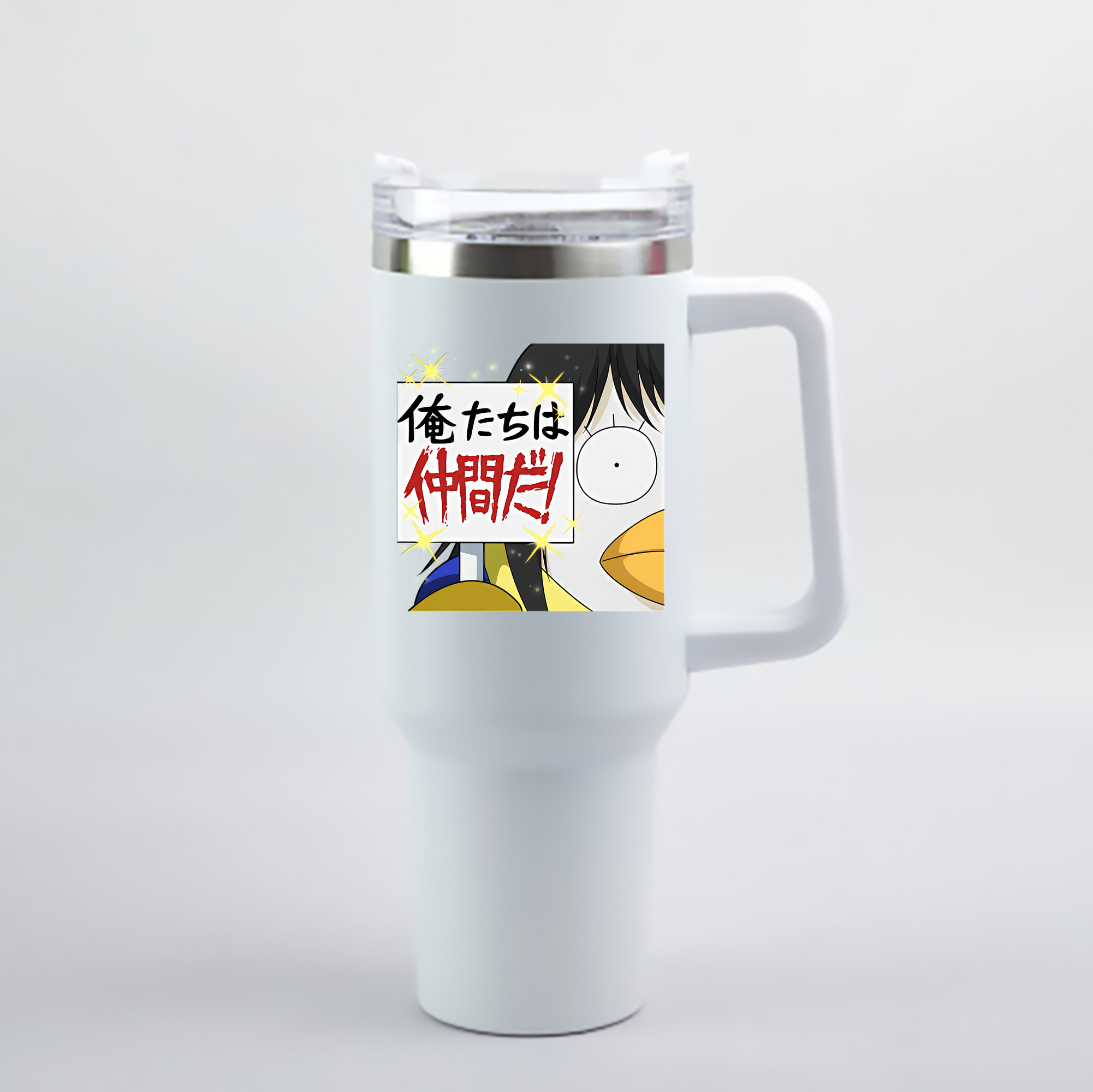 （画像用） ぎんたま 坂田銀時（さかたぎんとき） 神楽 志村新八（しむら しんぱち） GINTAMA Sakata Gintoki Kagura Shimura Shinpachi 1200mL車用タンブラー - クリスタルステッカー（プラスチックストロー付き）