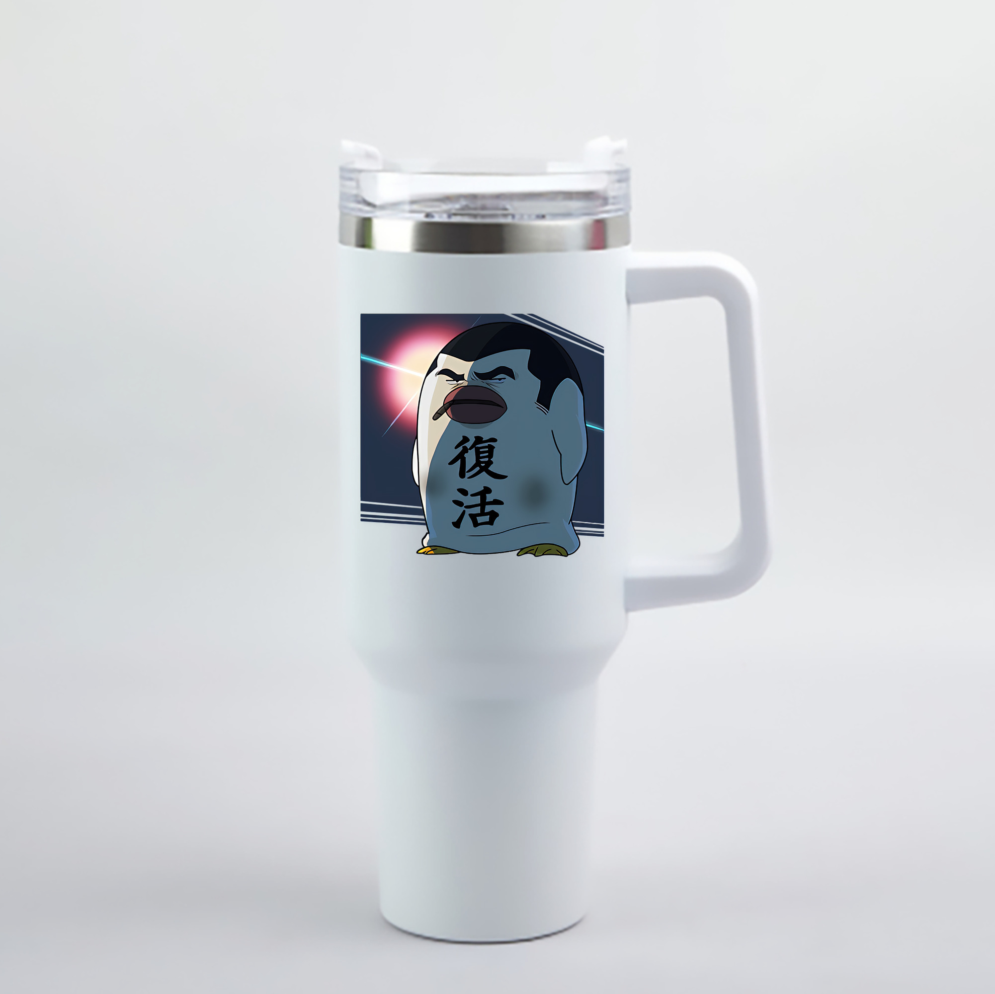 （画像用） ぎんたま 坂田銀時（さかたぎんとき） 神楽 志村新八（しむら しんぱち） GINTAMA Sakata Gintoki Kagura Shimura Shinpachi 1200mL車用タンブラー - クリスタルステッカー（プラスチックストロー付き）