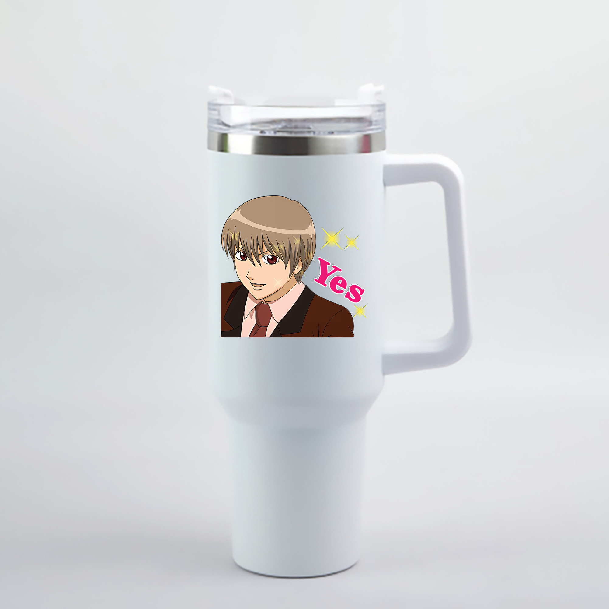 （画像用） ぎんたま 坂田銀時（さかたぎんとき） 神楽 志村新八（しむら しんぱち） GINTAMA Sakata Gintoki Kagura Shimura Shinpachi 1200mL車用タンブラー - クリスタルステッカー（プラスチックストロー付き）