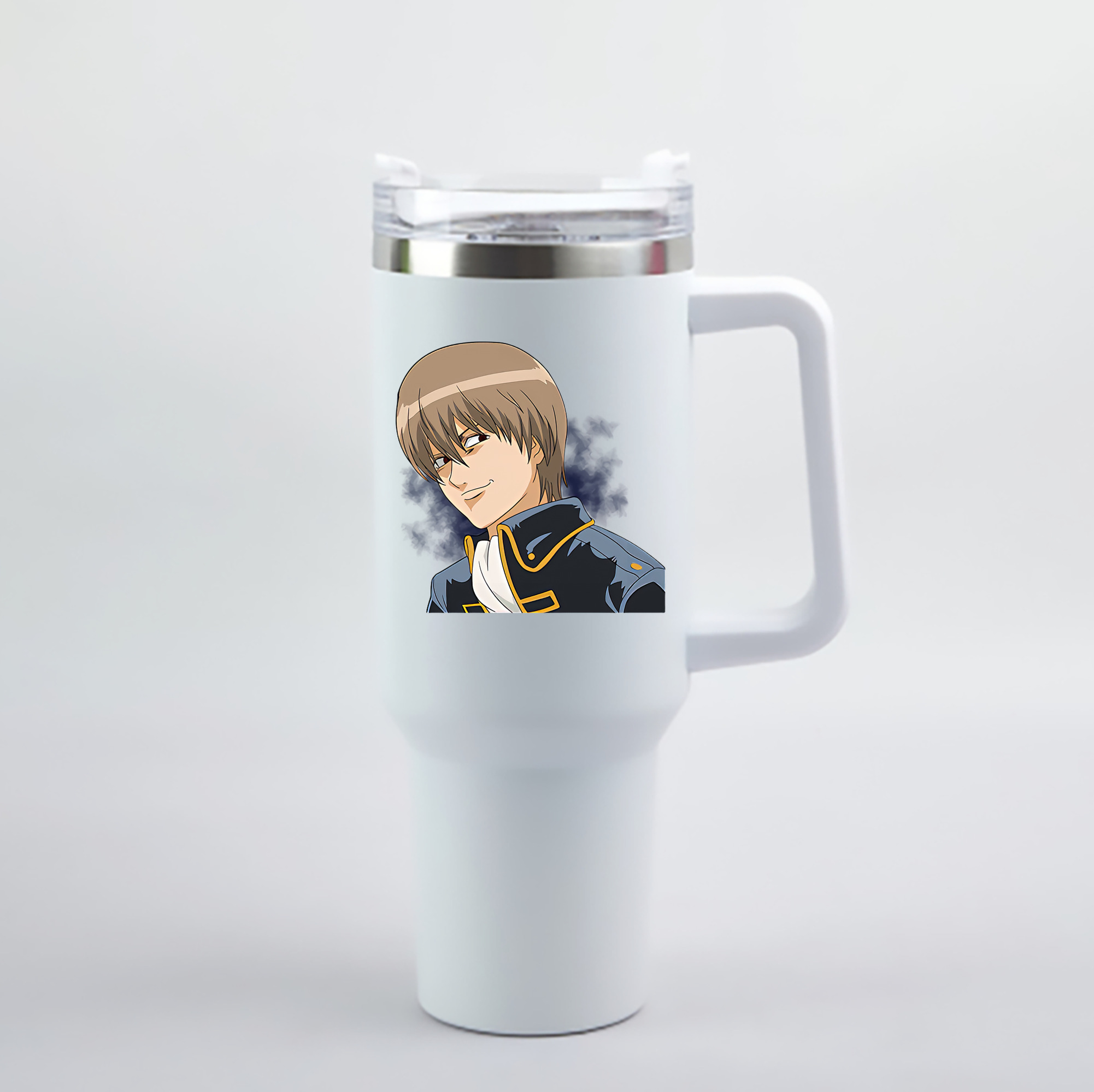 （画像用） ぎんたま 坂田銀時（さかたぎんとき） 神楽 志村新八（しむら しんぱち） GINTAMA Sakata Gintoki Kagura Shimura Shinpachi 1200mL車用タンブラー - クリスタルステッカー（プラスチックストロー付き）