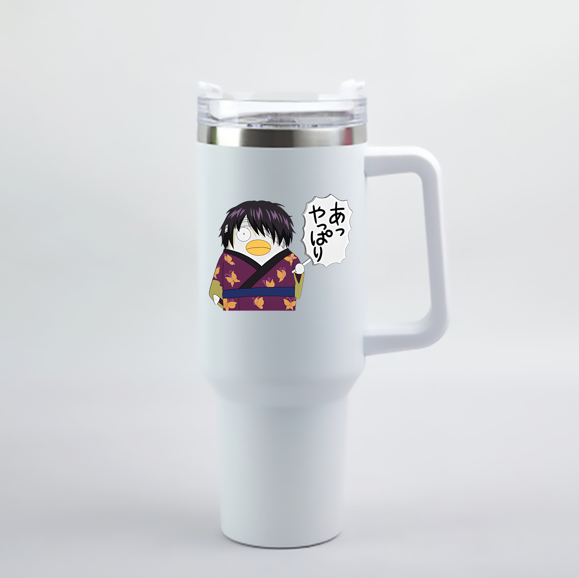 （画像用） ぎんたま 坂田銀時（さかたぎんとき） 神楽 志村新八（しむら しんぱち） GINTAMA Sakata Gintoki Kagura Shimura Shinpachi 1200mL車用タンブラー - クリスタルステッカー（プラスチックストロー付き）