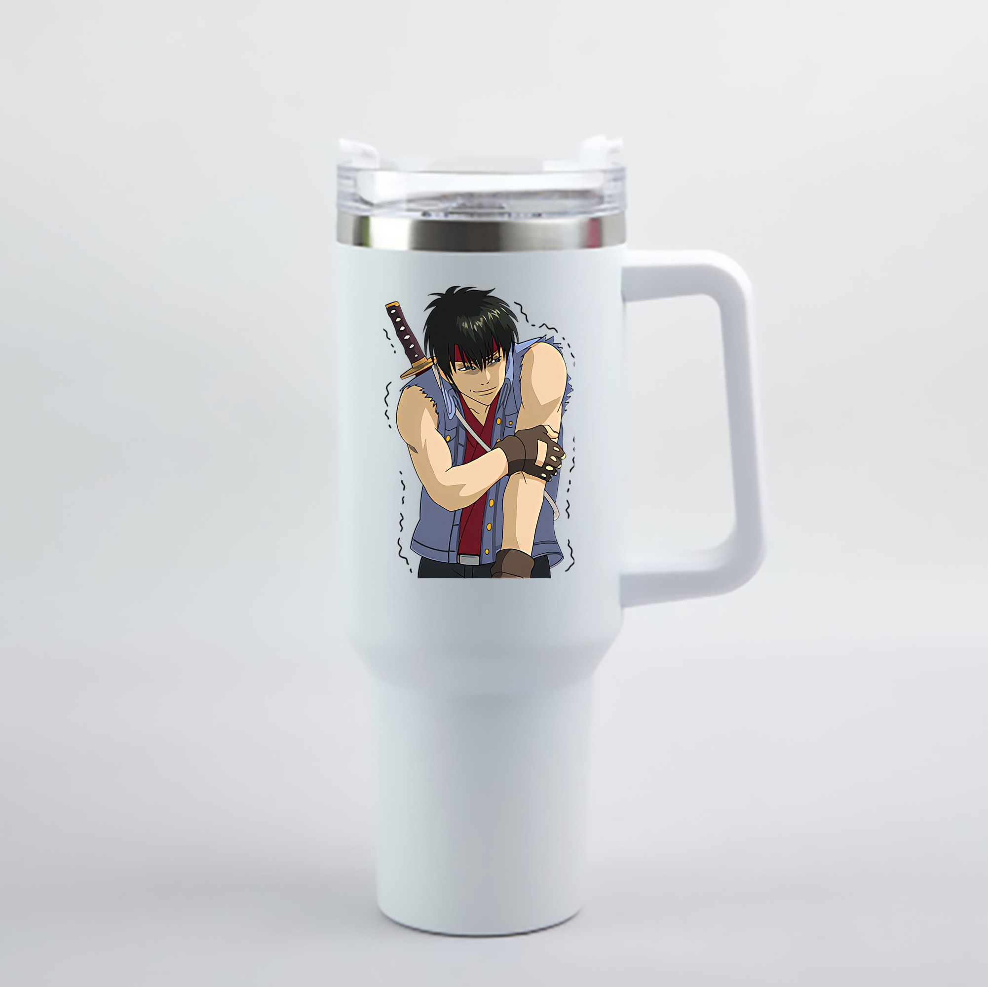 （画像用） ぎんたま 坂田銀時（さかたぎんとき） 神楽 志村新八（しむら しんぱち） GINTAMA Sakata Gintoki Kagura Shimura Shinpachi 1200mL車用タンブラー - クリスタルステッカー（プラスチックストロー付き）