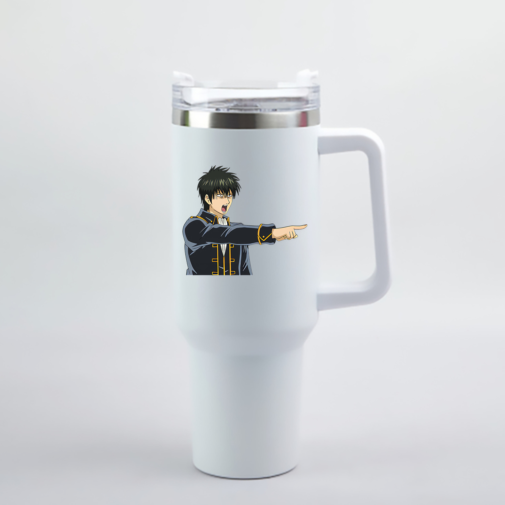 （画像用） ぎんたま 坂田銀時（さかたぎんとき） 神楽 志村新八（しむら しんぱち） GINTAMA Sakata Gintoki Kagura Shimura Shinpachi 1200mL車用タンブラー - クリスタルステッカー（プラスチックストロー付き）