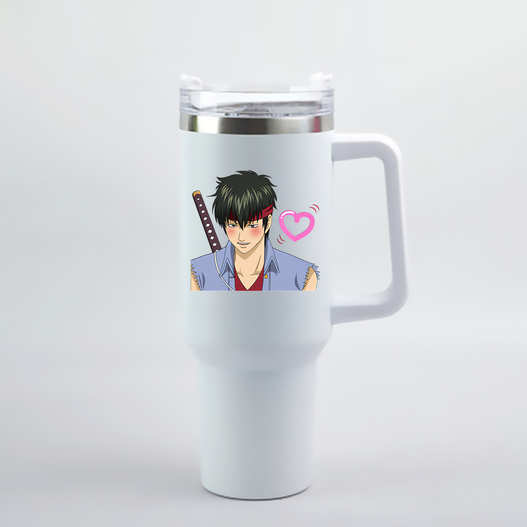 （画像用） ぎんたま 坂田銀時（さかたぎんとき） 神楽 志村新八（しむら しんぱち） GINTAMA Sakata Gintoki Kagura Shimura Shinpachi 1200mL車用タンブラー - クリスタルステッカー（プラスチックストロー付き）