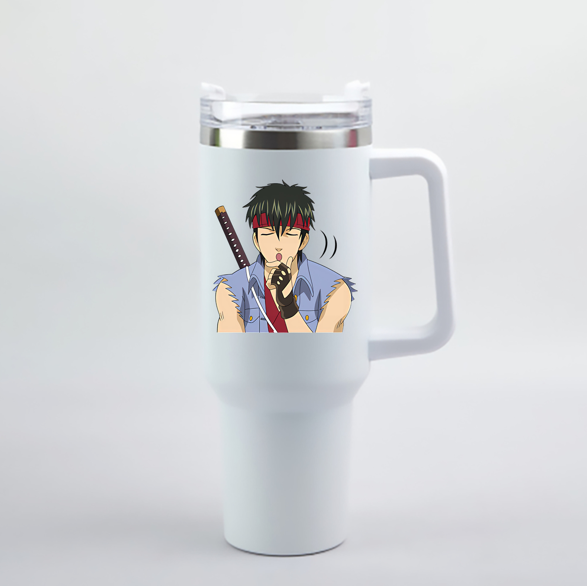 （画像用） ぎんたま 坂田銀時（さかたぎんとき） 神楽 志村新八（しむら しんぱち） GINTAMA Sakata Gintoki Kagura Shimura Shinpachi 1200mL車用タンブラー - クリスタルステッカー（プラスチックストロー付き）