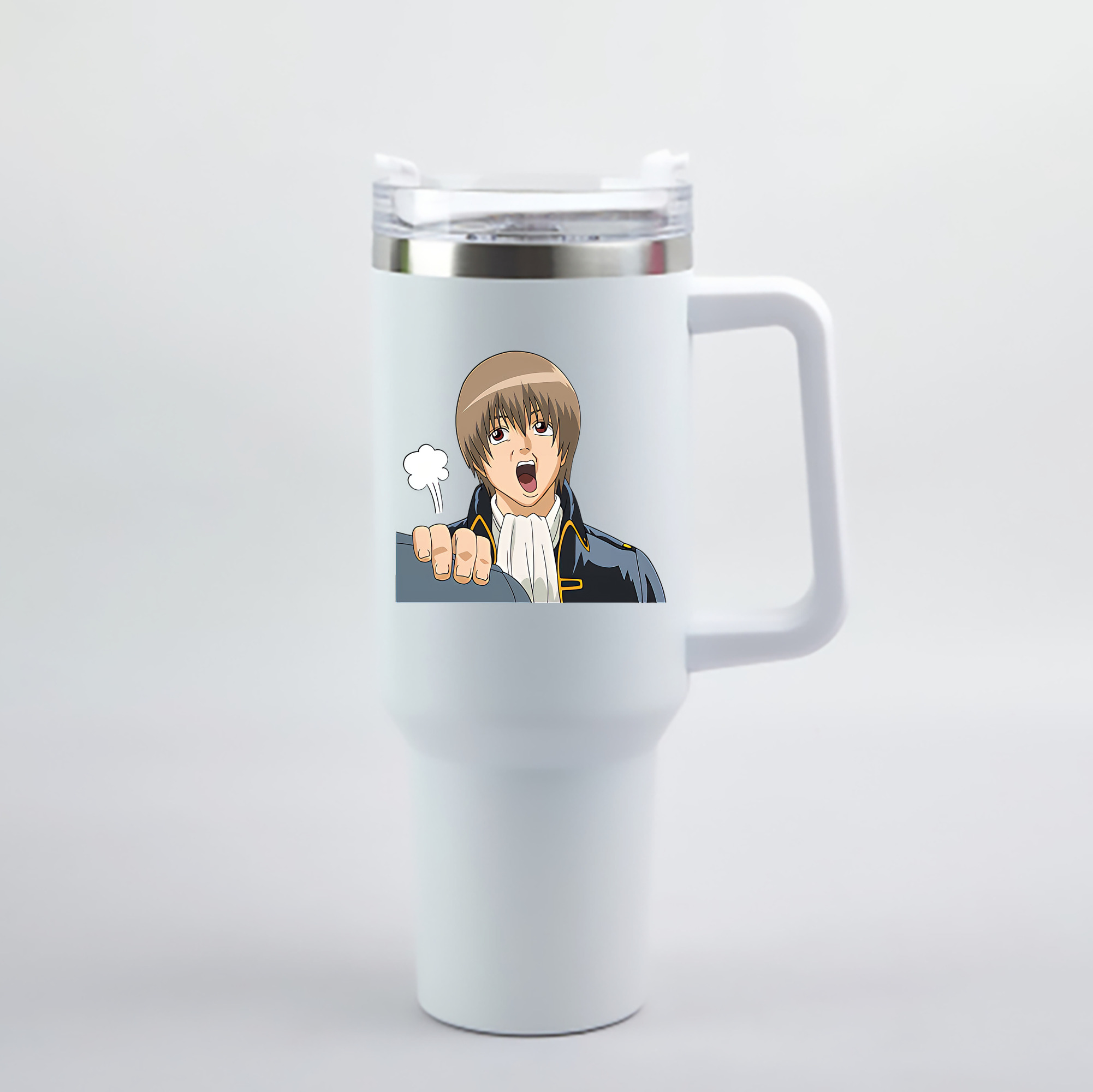 （画像用） ぎんたま 坂田銀時（さかたぎんとき） 神楽 志村新八（しむら しんぱち） GINTAMA Sakata Gintoki Kagura Shimura Shinpachi 1200mL車用タンブラー - クリスタルステッカー（プラスチックストロー付き）