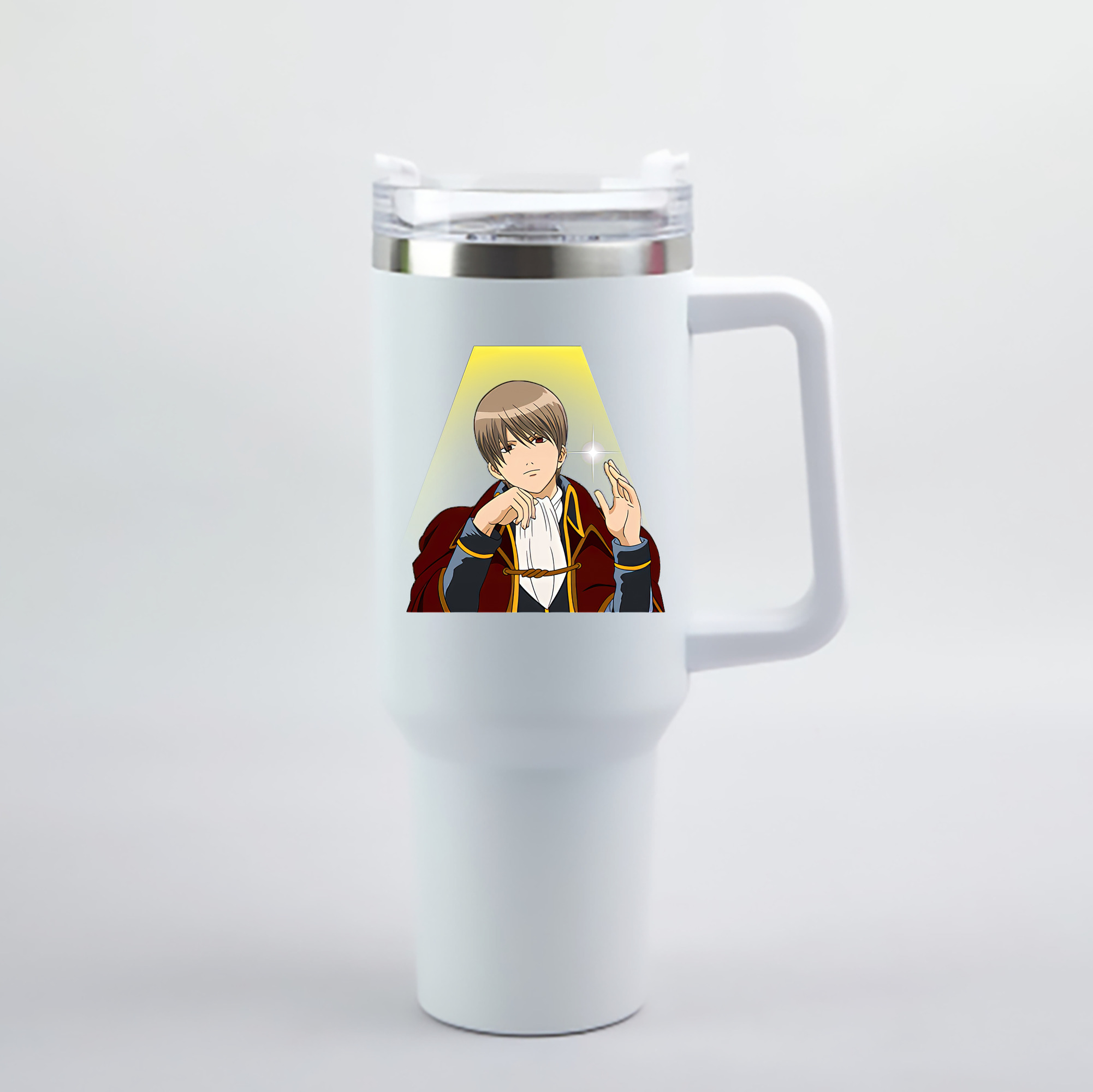 （画像用） ぎんたま 坂田銀時（さかたぎんとき） 神楽 志村新八（しむら しんぱち） GINTAMA Sakata Gintoki Kagura Shimura Shinpachi 1200mL車用タンブラー - クリスタルステッカー（プラスチックストロー付き）