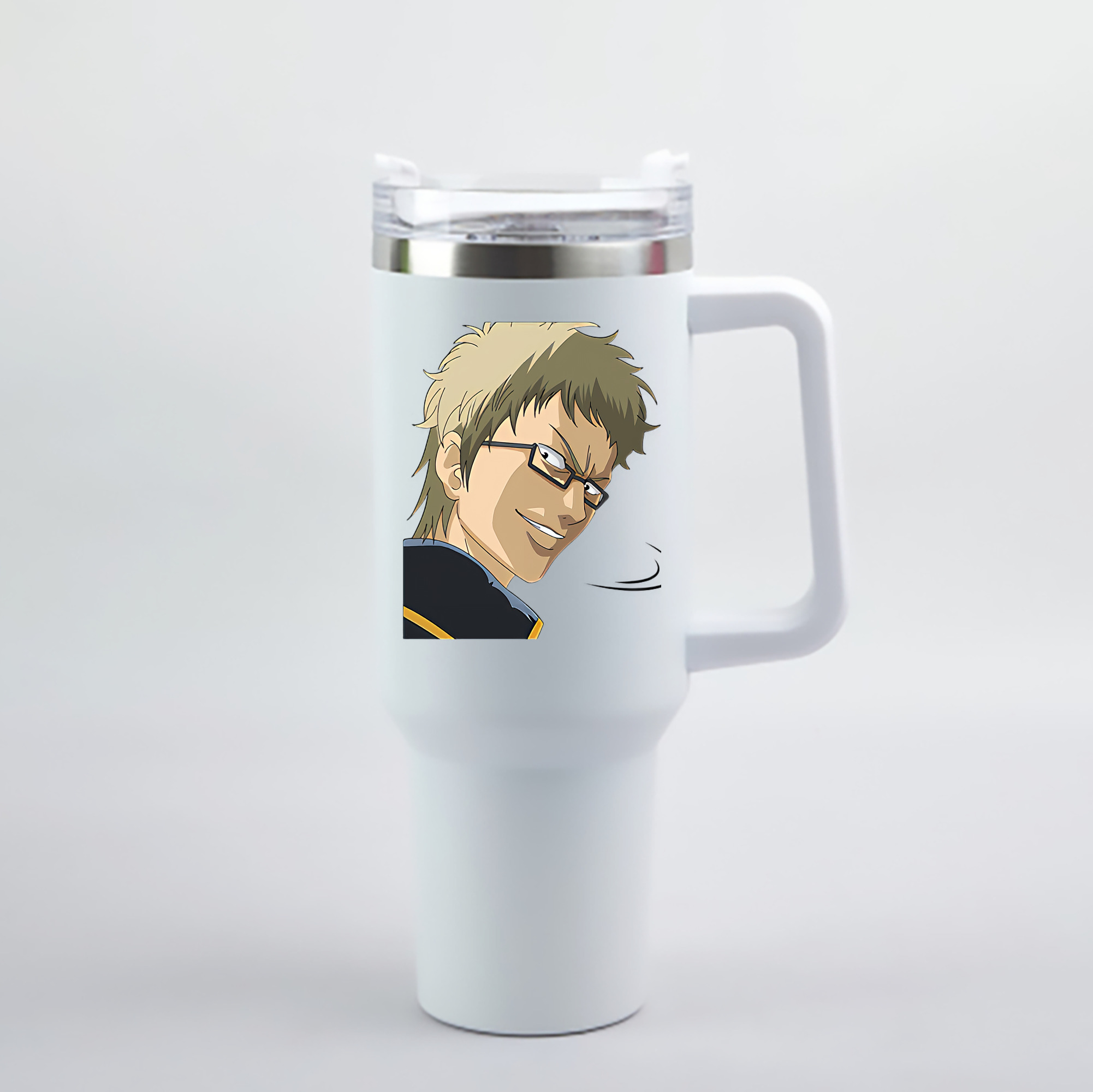 （画像用） ぎんたま 坂田銀時（さかたぎんとき） 神楽 志村新八（しむら しんぱち） GINTAMA Sakata Gintoki Kagura Shimura Shinpachi 1200mL車用タンブラー - クリスタルステッカー（プラスチックストロー付き）