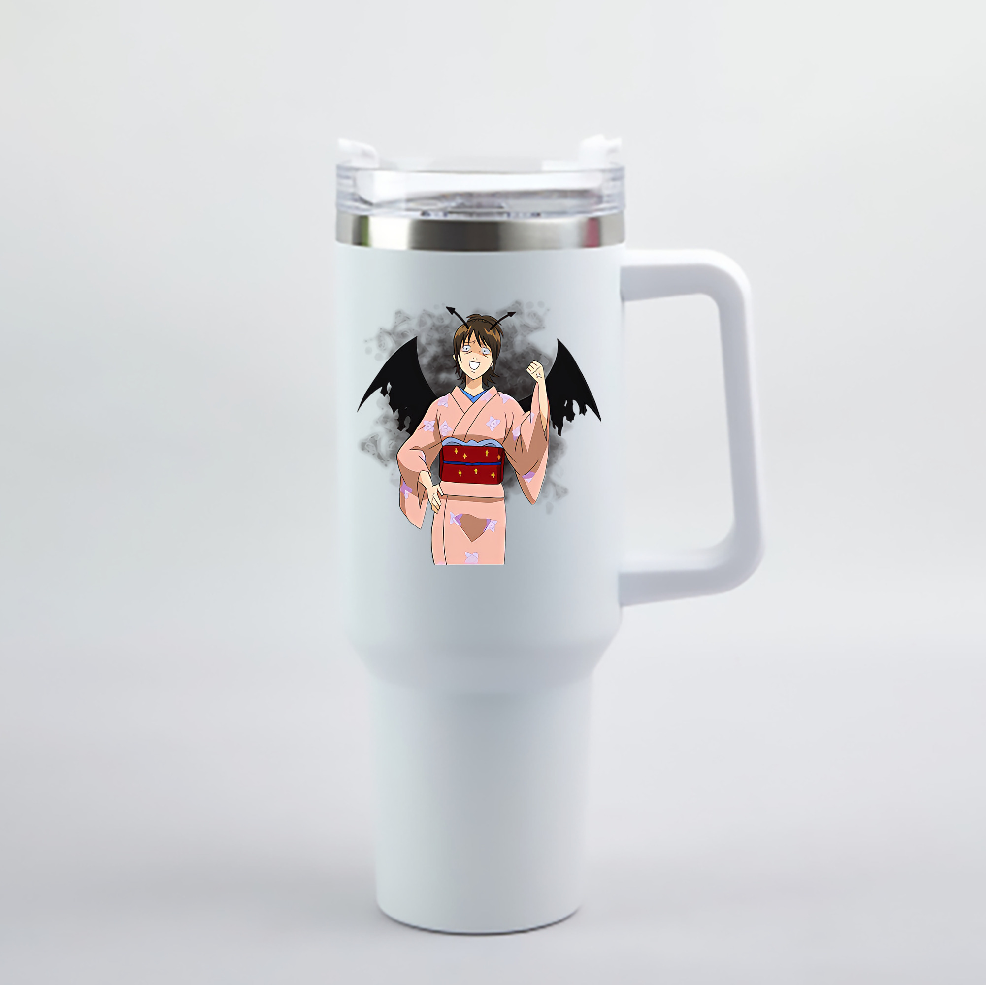（画像用） ぎんたま 坂田銀時（さかたぎんとき） 神楽 志村新八（しむら しんぱち） GINTAMA Sakata Gintoki Kagura Shimura Shinpachi 1200mL車用タンブラー - クリスタルステッカー（プラスチックストロー付き）