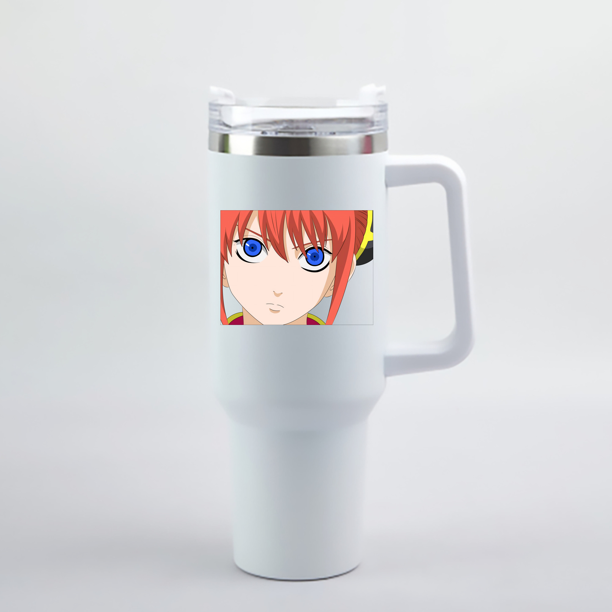 （画像用） ぎんたま 坂田銀時（さかたぎんとき） 神楽 志村新八（しむら しんぱち） GINTAMA Sakata Gintoki Kagura Shimura Shinpachi 1200mL車用タンブラー - クリスタルステッカー（プラスチックストロー付き）