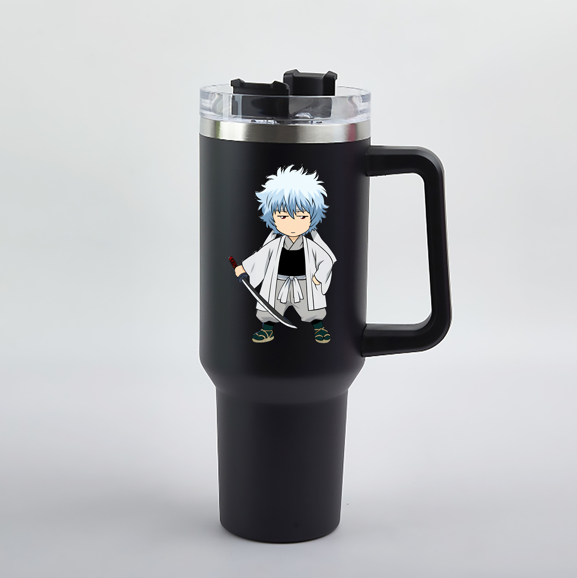 （画像用） ぎんたま 坂田銀時（さかたぎんとき） 神楽 志村新八（しむら しんぱち） GINTAMA Sakata Gintoki Kagura Shimura Shinpachi 1200mL車用タンブラー（カラープリント）