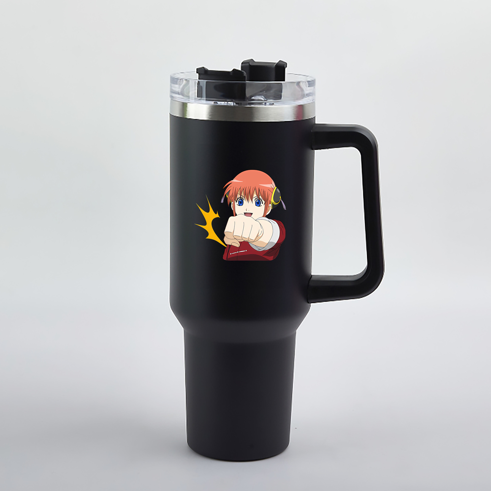 （画像用） ぎんたま 坂田銀時（さかたぎんとき） 神楽 志村新八（しむら しんぱち） GINTAMA Sakata Gintoki Kagura Shimura Shinpachi 1200mL車用タンブラー（カラープリント）