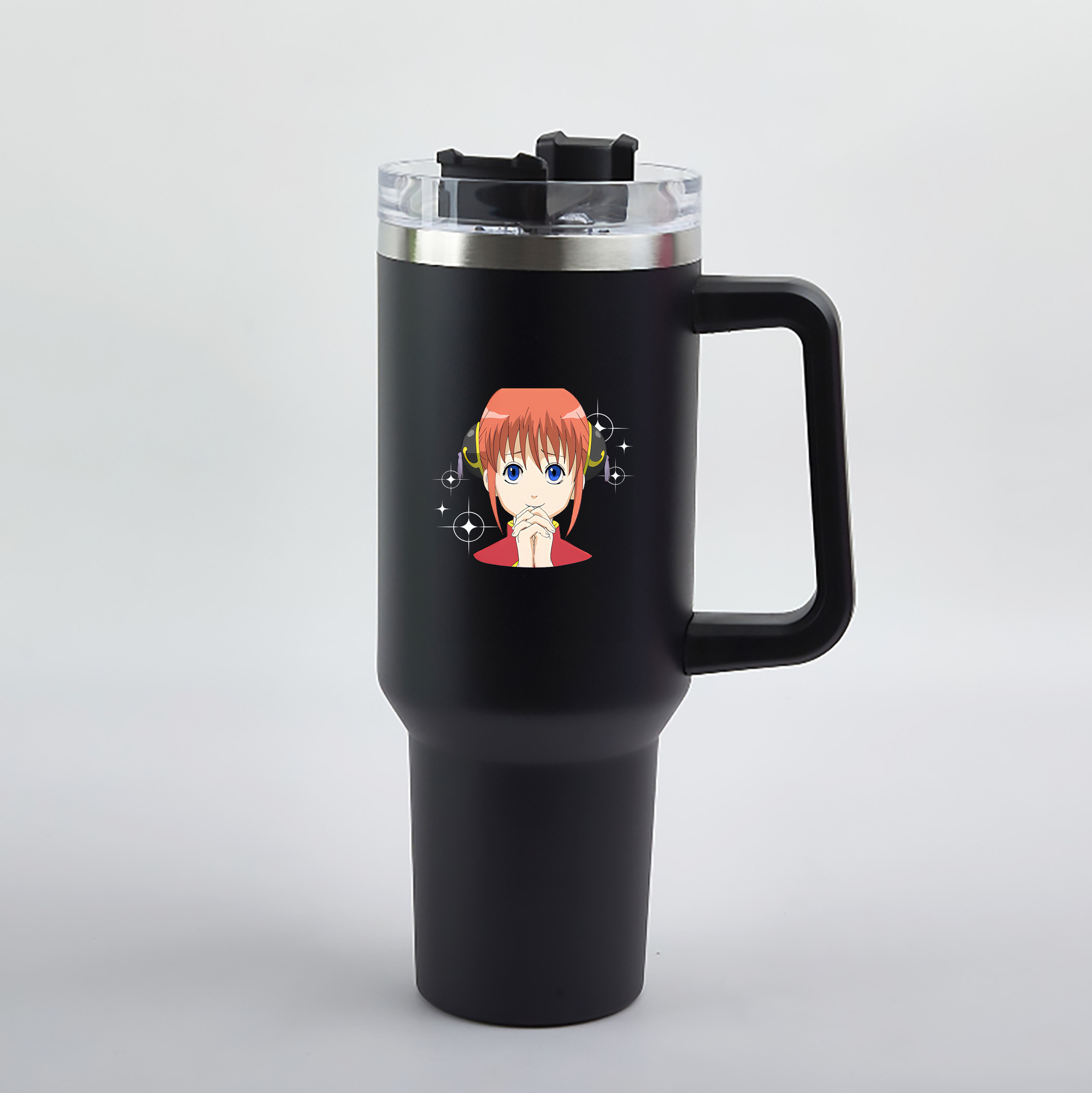 （画像用） ぎんたま 坂田銀時（さかたぎんとき） 神楽 志村新八（しむら しんぱち） GINTAMA Sakata Gintoki Kagura Shimura Shinpachi 1200mL車用タンブラー（カラープリント）