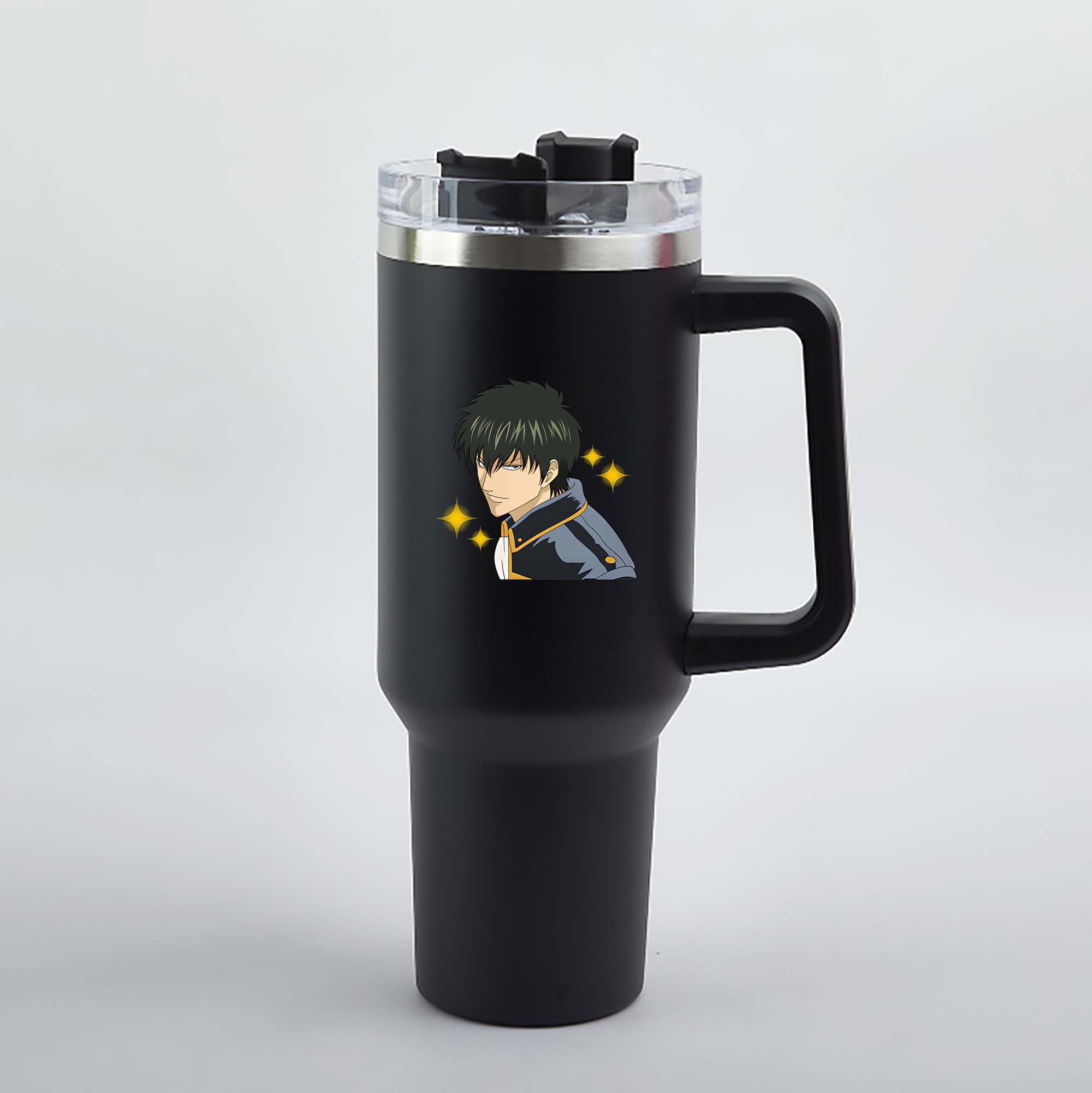 （画像用） ぎんたま 坂田銀時（さかたぎんとき） 神楽 志村新八（しむら しんぱち） GINTAMA Sakata Gintoki Kagura Shimura Shinpachi 1200mL車用タンブラー（カラープリント）