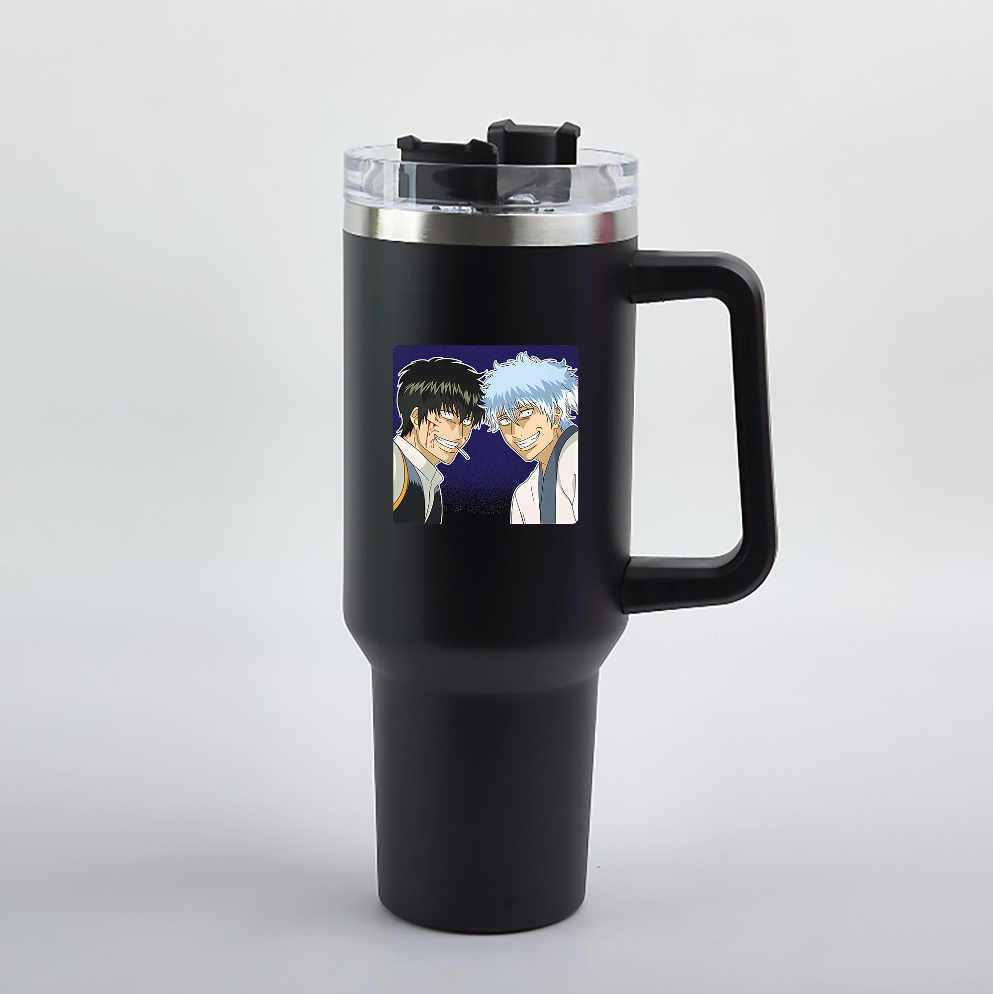 （画像用） ぎんたま 坂田銀時（さかたぎんとき） 神楽 志村新八（しむら しんぱち） GINTAMA Sakata Gintoki Kagura Shimura Shinpachi 1200mL車用タンブラー（カラープリント）