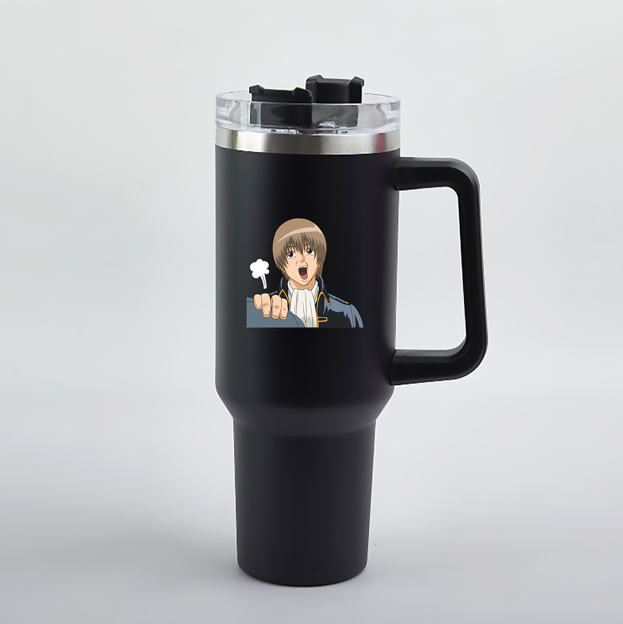 （画像用） ぎんたま 坂田銀時（さかたぎんとき） 神楽 志村新八（しむら しんぱち） GINTAMA Sakata Gintoki Kagura Shimura Shinpachi 1200mL車用タンブラー（カラープリント）