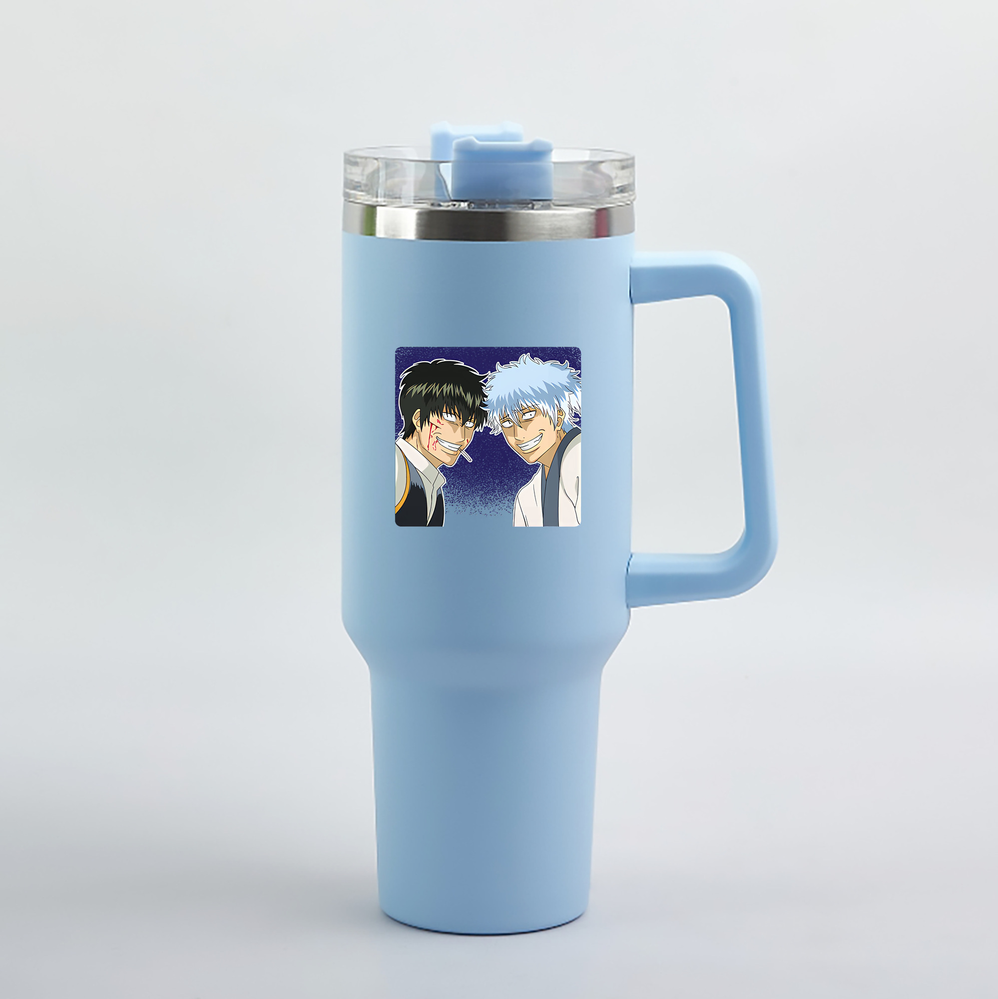 （画像用） ぎんたま 坂田銀時（さかたぎんとき） 神楽 志村新八（しむら しんぱち） GINTAMA Sakata Gintoki Kagura Shimura Shinpachi 1200mL車用タンブラー（カラープリント）