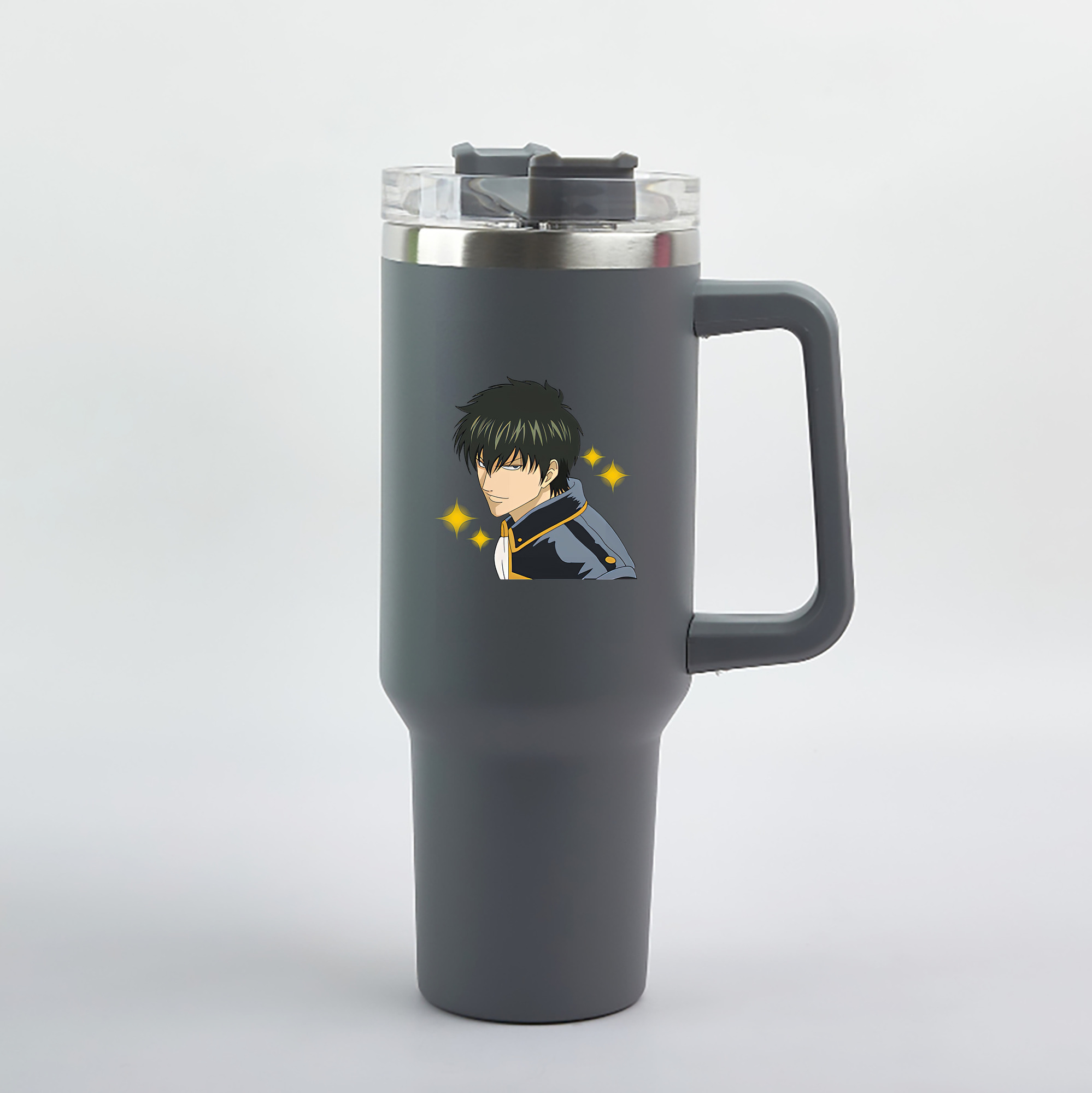 （画像用） ぎんたま 坂田銀時（さかたぎんとき） 神楽 志村新八（しむら しんぱち） GINTAMA Sakata Gintoki Kagura Shimura Shinpachi 1200mL車用タンブラー（カラープリント）