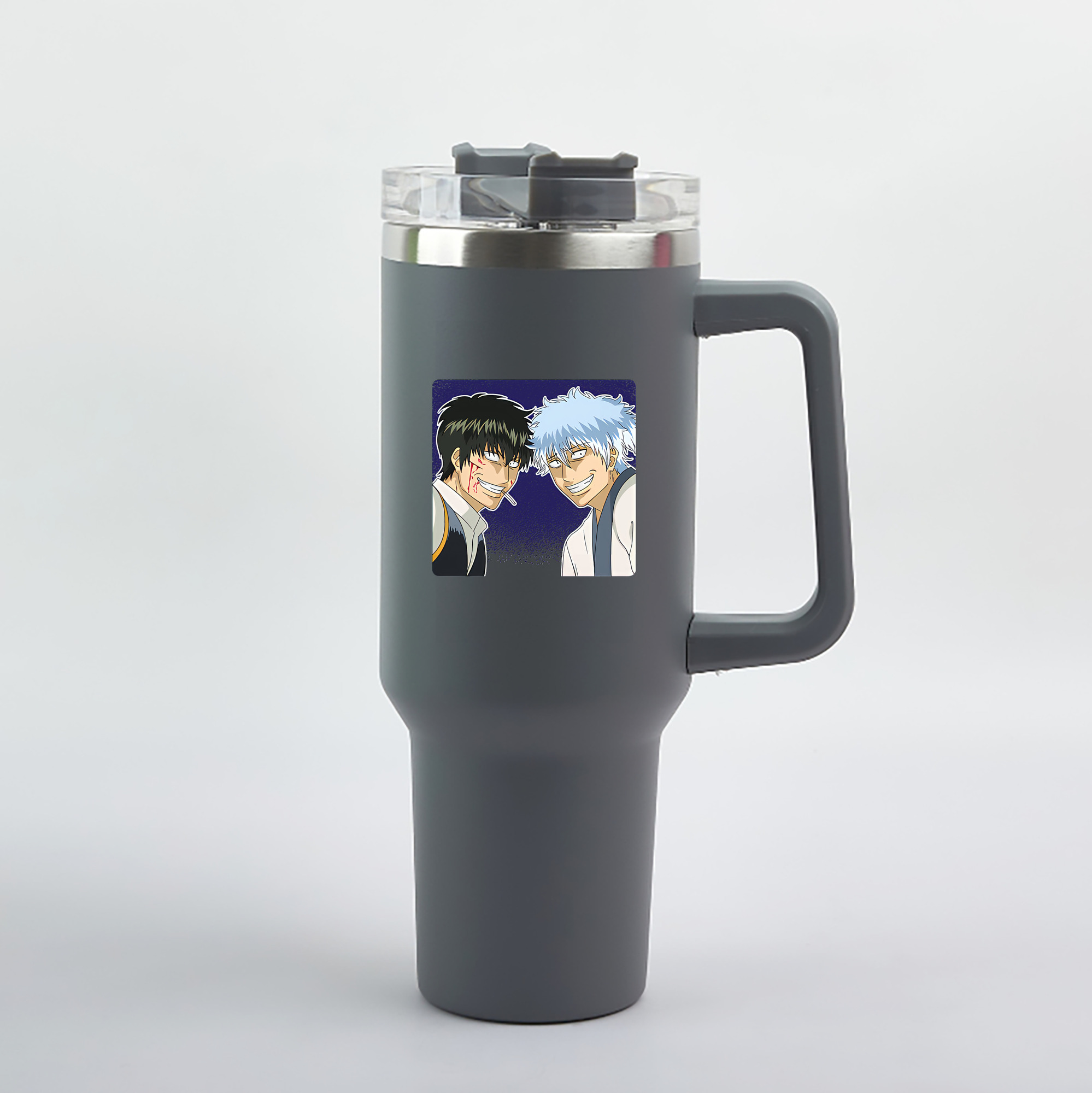 （画像用） ぎんたま 坂田銀時（さかたぎんとき） 神楽 志村新八（しむら しんぱち） GINTAMA Sakata Gintoki Kagura Shimura Shinpachi 1200mL車用タンブラー（カラープリント）