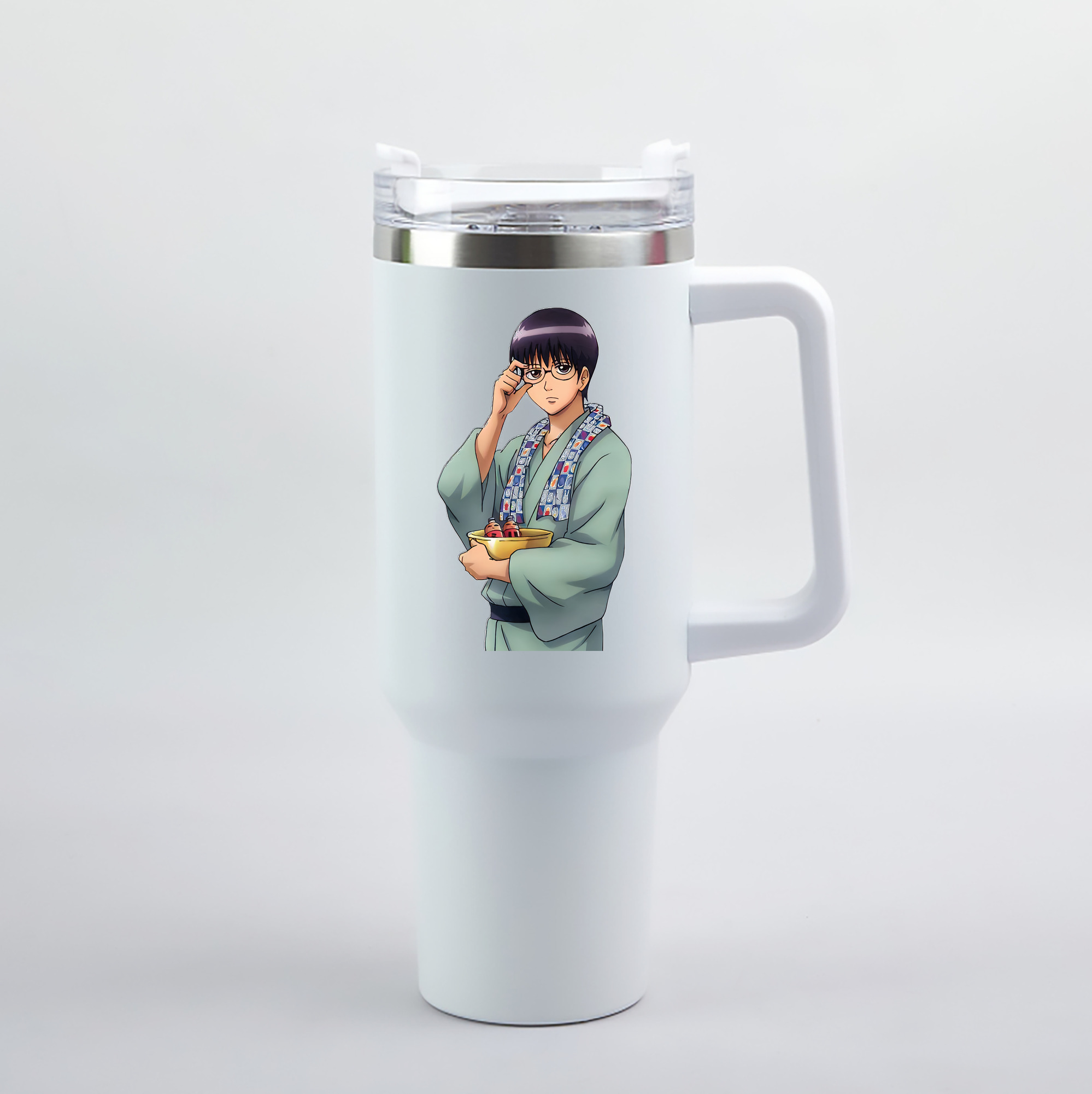 （画像用） ぎんたま 坂田銀時（さかたぎんとき） 神楽 志村新八（しむら しんぱち） GINTAMA Sakata Gintoki Kagura Shimura Shinpachi 1200mL車用タンブラー（カラープリント）