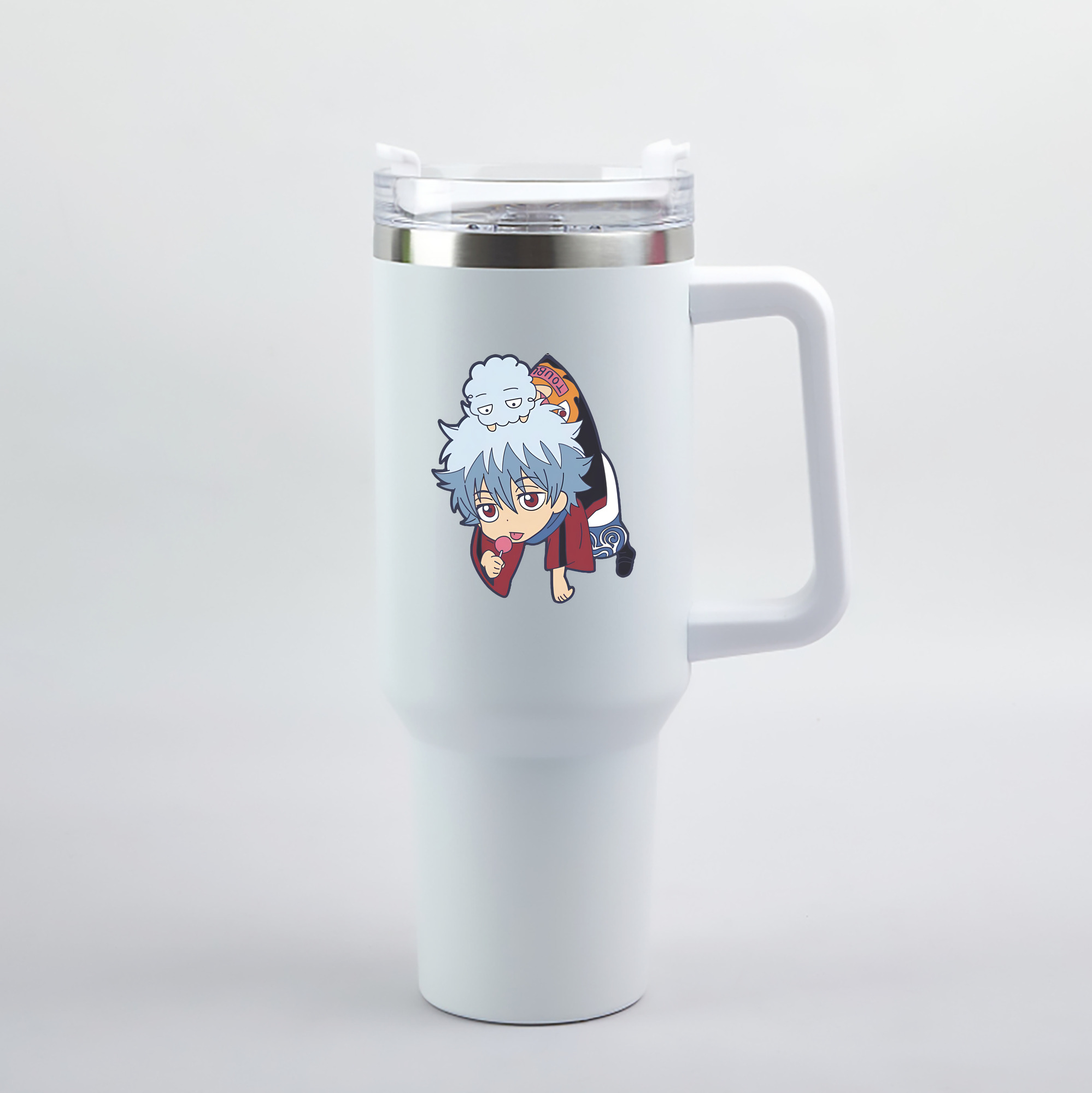 （画像用） ぎんたま 坂田銀時（さかたぎんとき） 神楽 志村新八（しむら しんぱち） GINTAMA Sakata Gintoki Kagura Shimura Shinpachi 1200mL車用タンブラー（カラープリント）