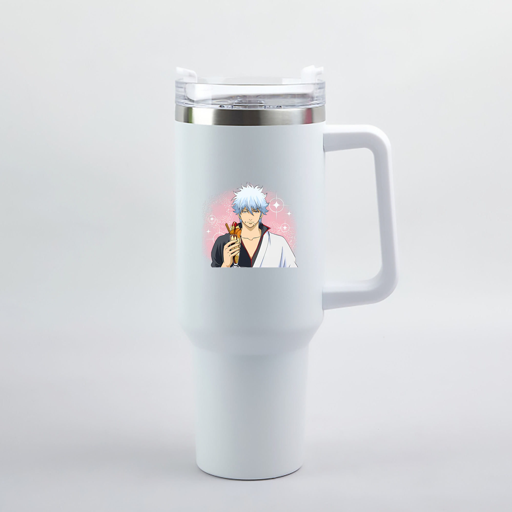 （画像用） ぎんたま 坂田銀時（さかたぎんとき） 神楽 志村新八（しむら しんぱち） GINTAMA Sakata Gintoki Kagura Shimura Shinpachi 1200mL車用タンブラー（カラープリント）