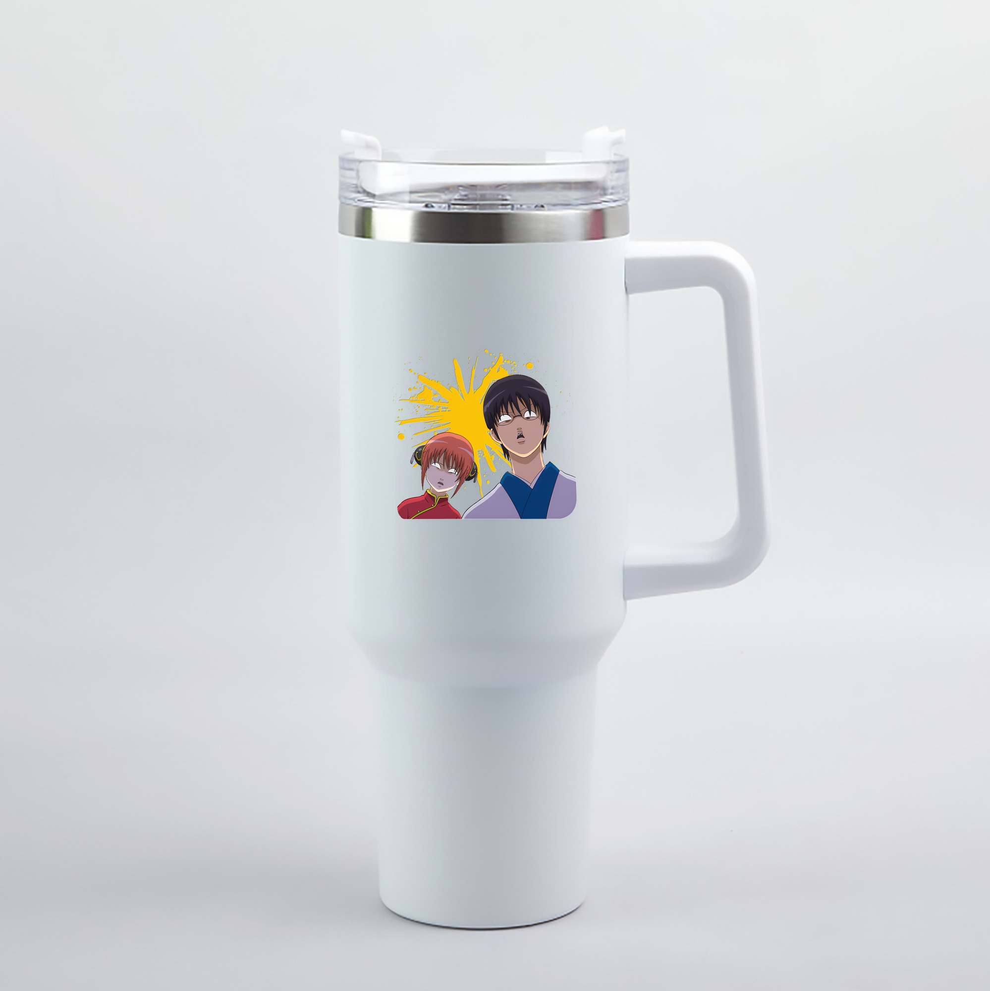 （画像用） ぎんたま 坂田銀時（さかたぎんとき） 神楽 志村新八（しむら しんぱち） GINTAMA Sakata Gintoki Kagura Shimura Shinpachi 1200mL車用タンブラー（カラープリント）