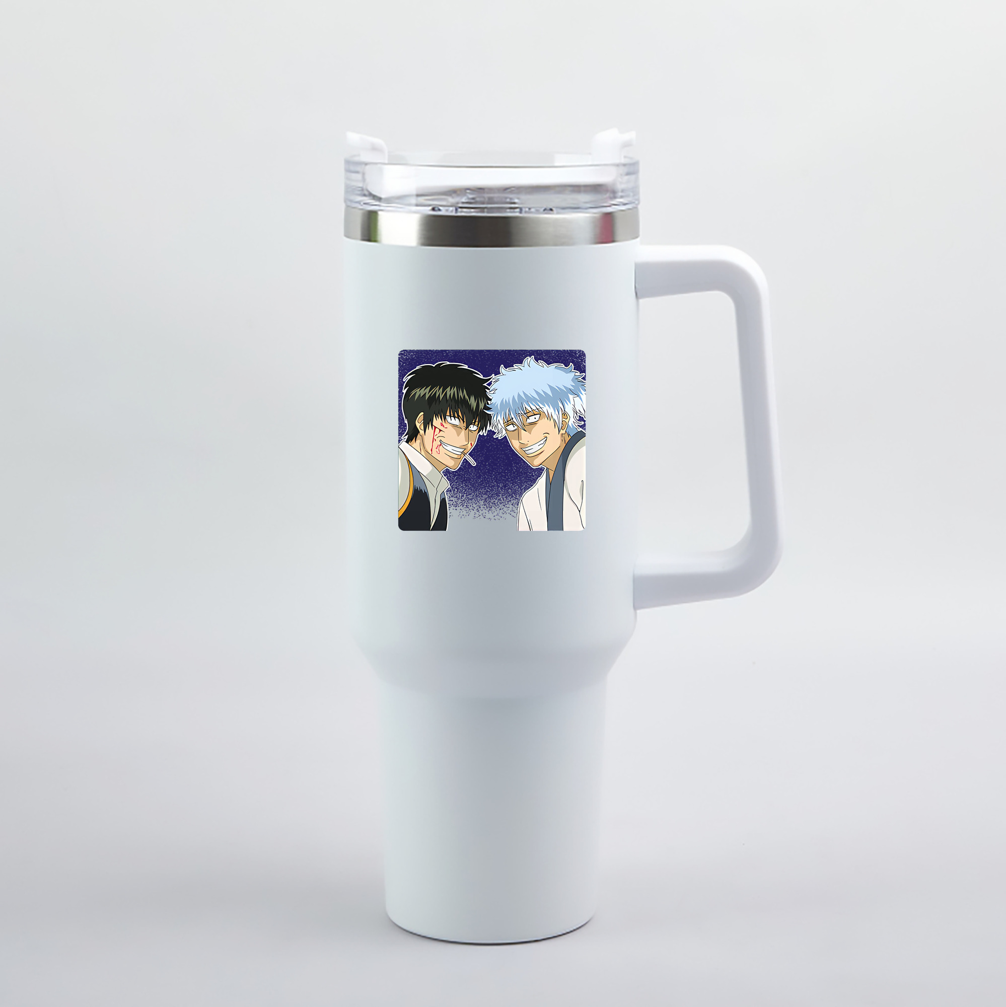 （画像用） ぎんたま 坂田銀時（さかたぎんとき） 神楽 志村新八（しむら しんぱち） GINTAMA Sakata Gintoki Kagura Shimura Shinpachi 1200mL車用タンブラー（カラープリント）