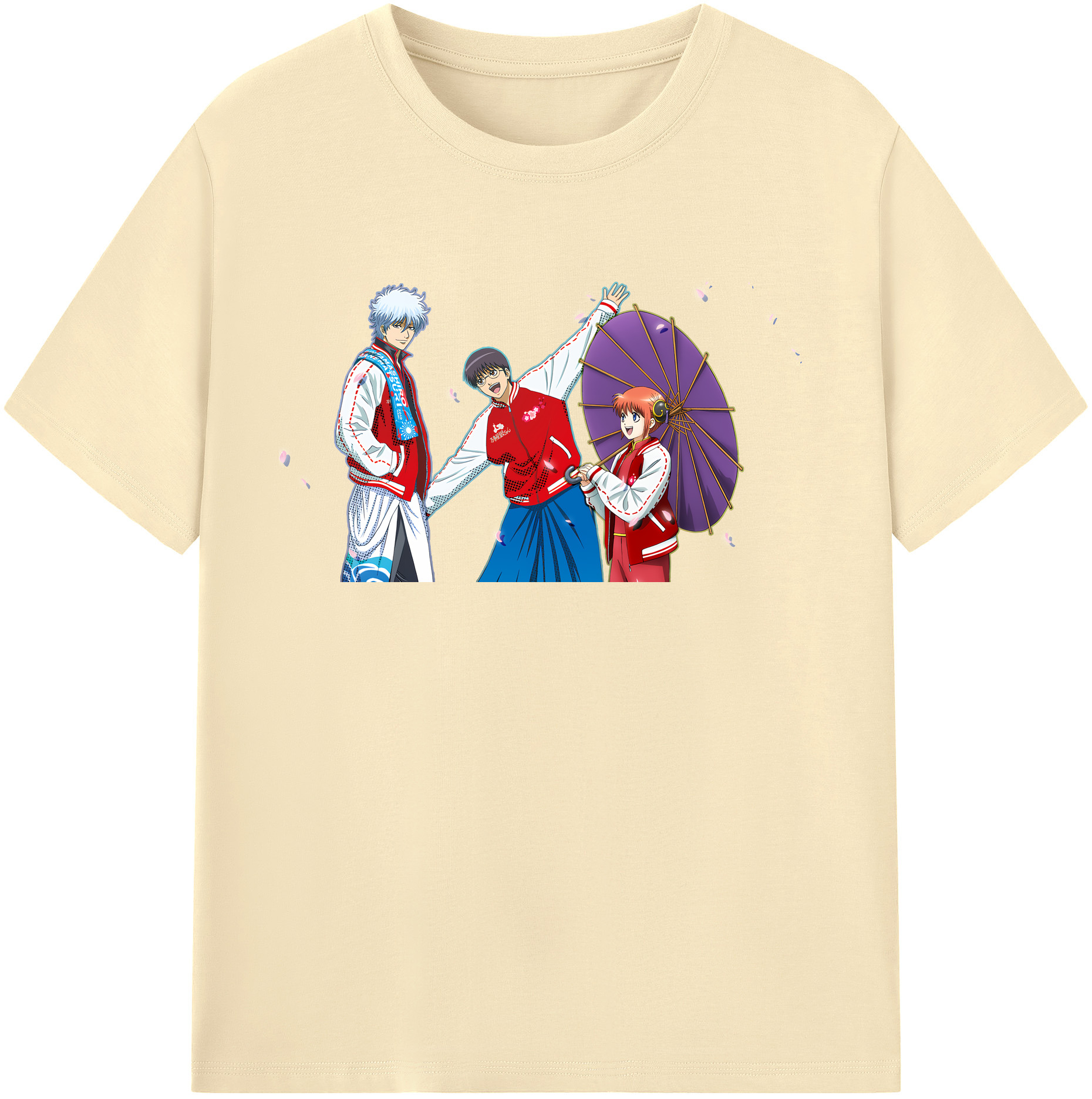 （画像用） ぎんたま 坂田銀時（さかたぎんとき） 神楽 志村新八（しむら しんぱち） GINTAMA Sakata Gintoki Kagura Shimura Shinpachi 綿100％半袖Tシャツ（フロントプリント）