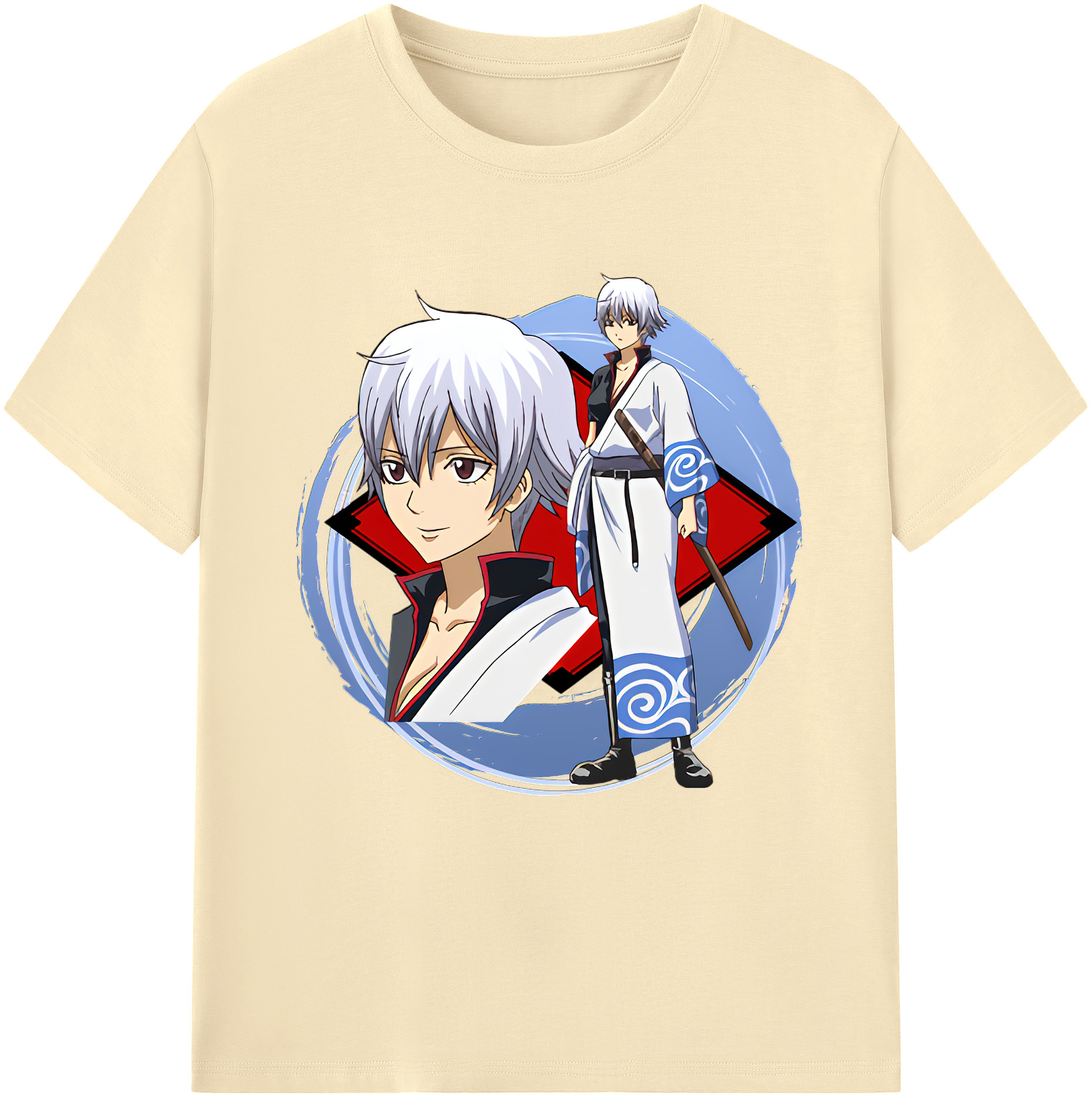 （画像用） ぎんたま 坂田銀時（さかたぎんとき） 神楽 志村新八（しむら しんぱち） GINTAMA Sakata Gintoki Kagura Shimura Shinpachi 綿100％半袖Tシャツ（フロントプリント）