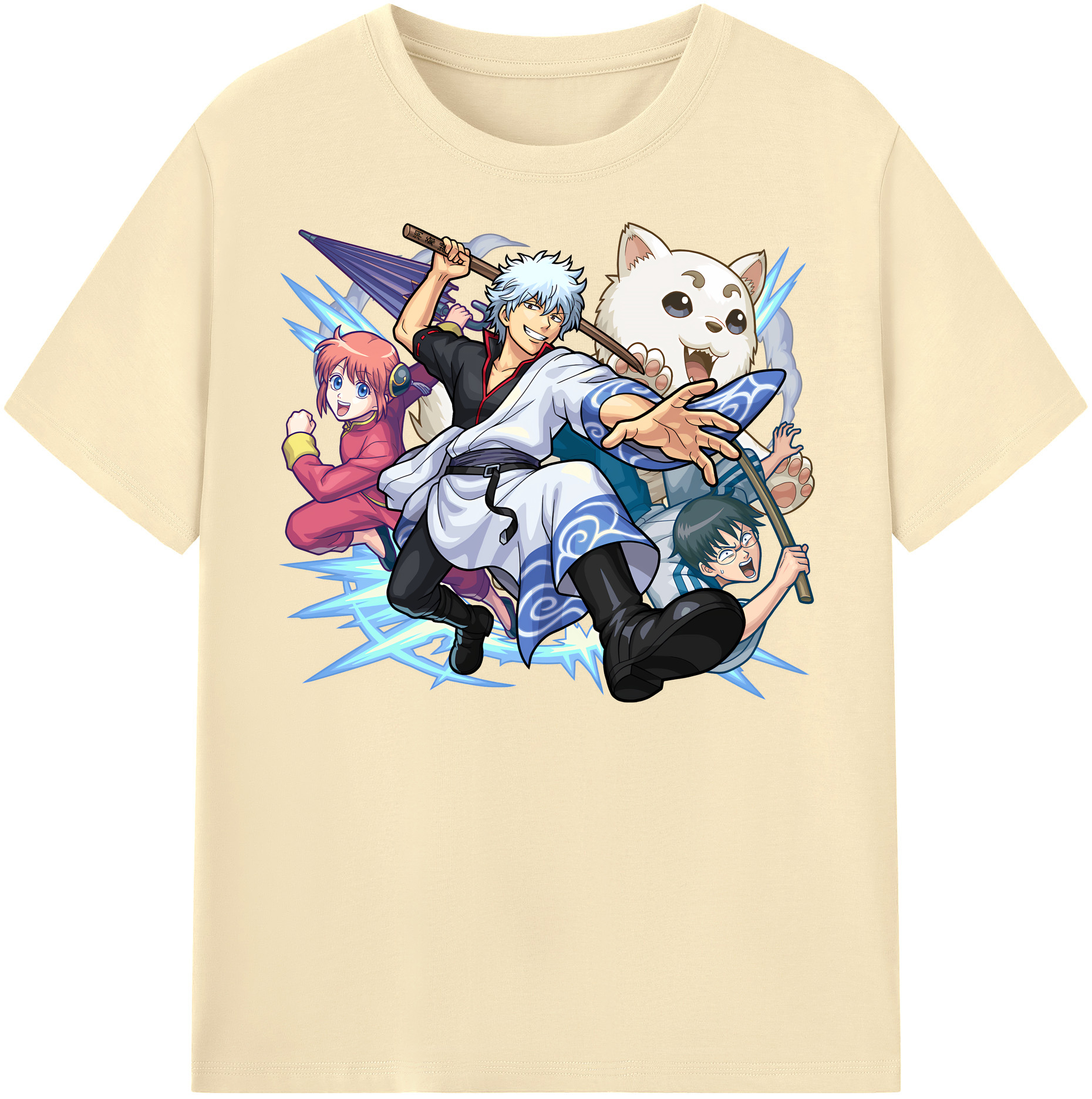 （画像用） ぎんたま 坂田銀時（さかたぎんとき） 神楽 志村新八（しむら しんぱち） GINTAMA Sakata Gintoki Kagura Shimura Shinpachi 綿100％半袖Tシャツ（フロントプリント）