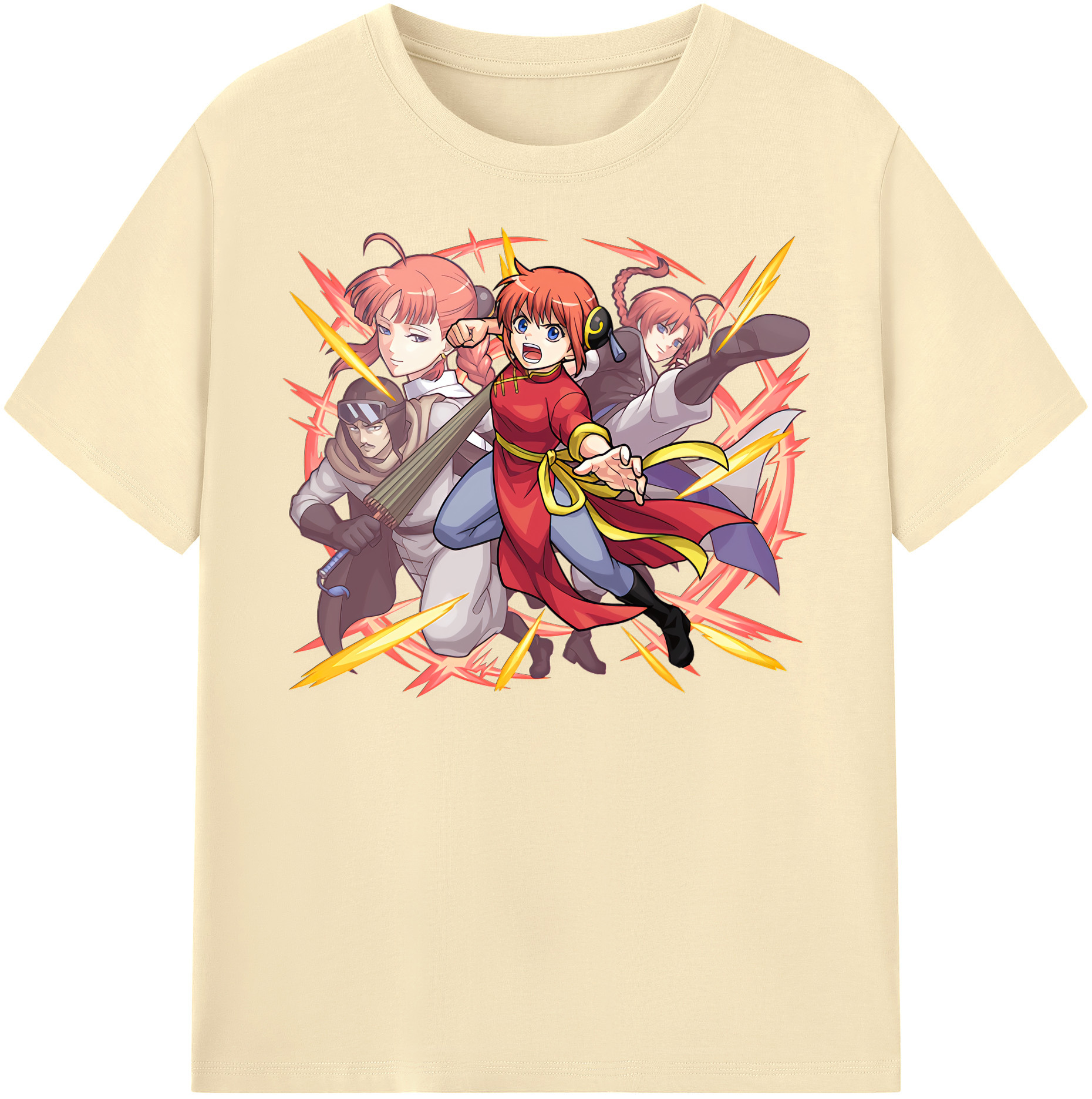 （画像用） ぎんたま 坂田銀時（さかたぎんとき） 神楽 志村新八（しむら しんぱち） GINTAMA Sakata Gintoki Kagura Shimura Shinpachi 綿100％半袖Tシャツ（フロントプリント）