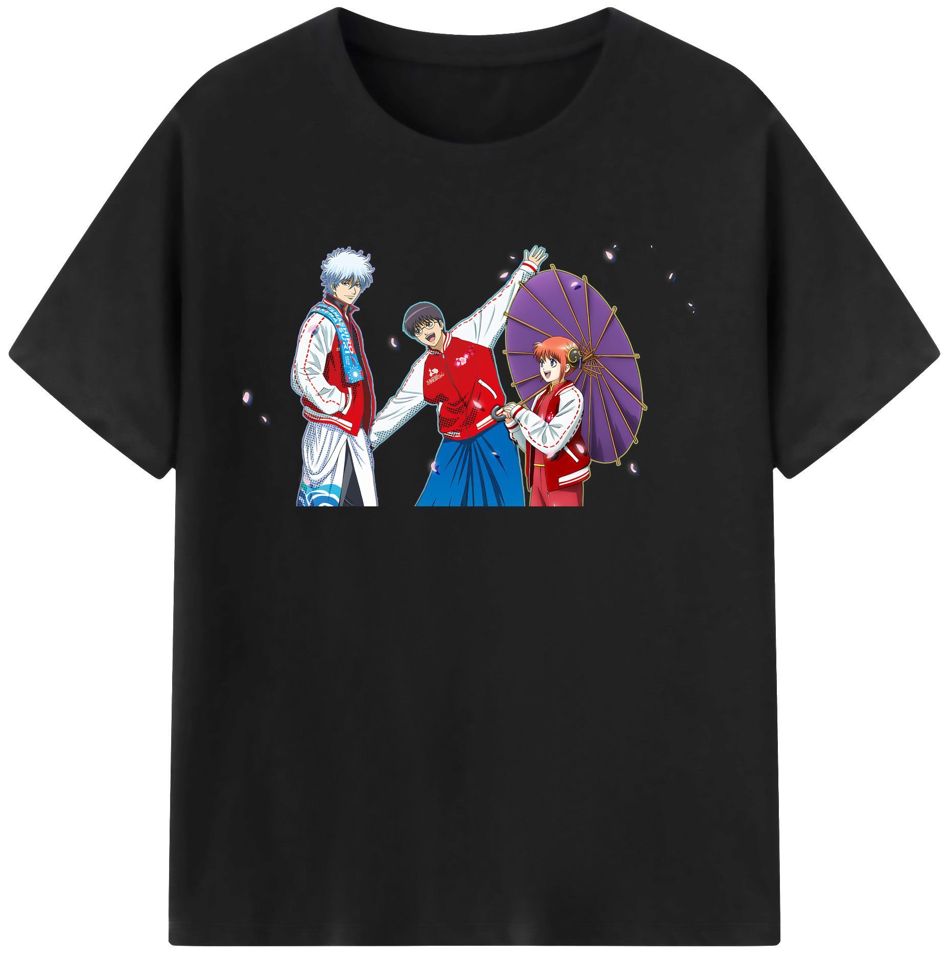 （画像用） ぎんたま 坂田銀時（さかたぎんとき） 神楽 志村新八（しむら しんぱち） GINTAMA Sakata Gintoki Kagura Shimura Shinpachi 綿100％半袖Tシャツ（フロントプリント）