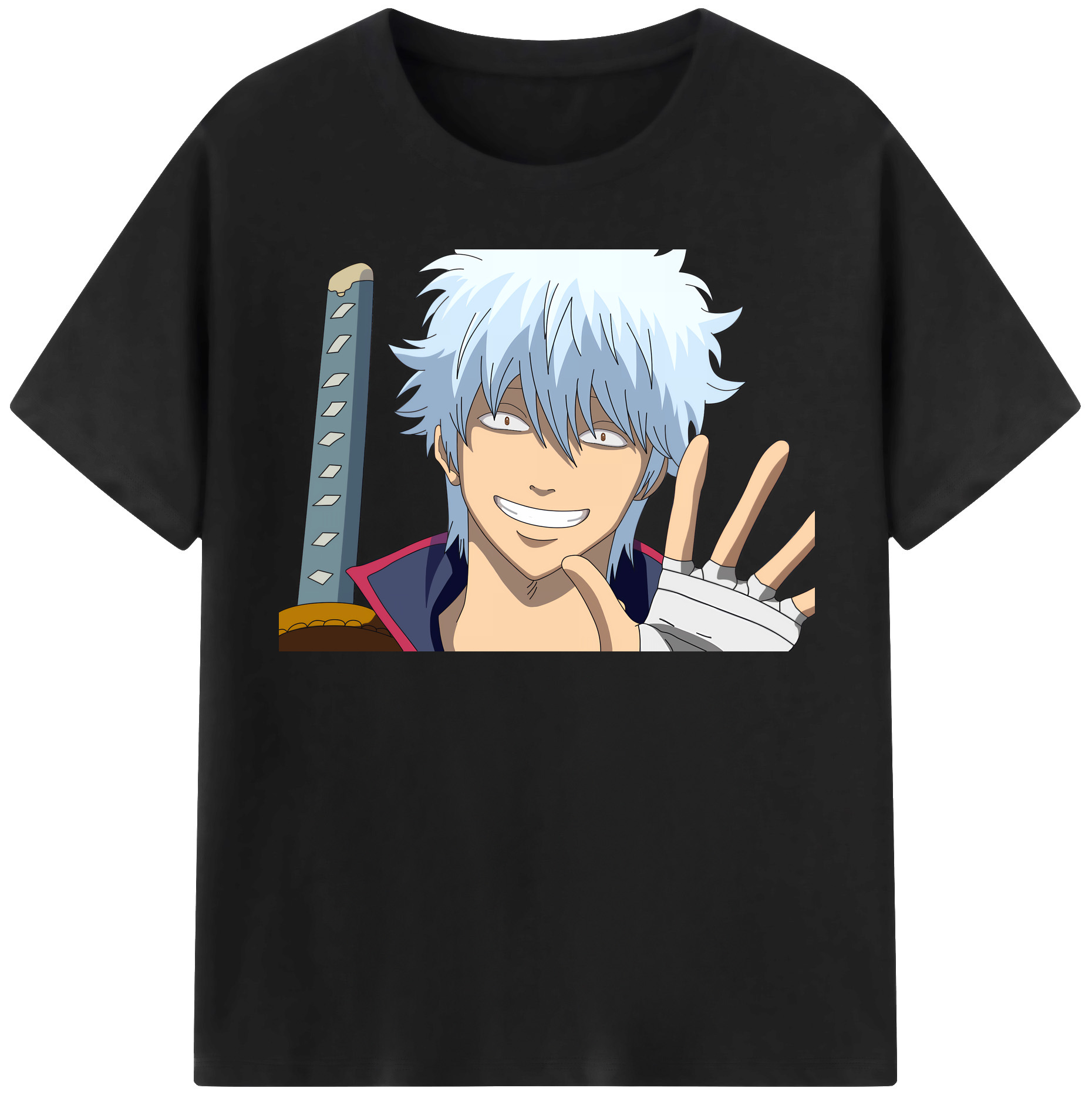 （画像用） ぎんたま 坂田銀時（さかたぎんとき） 神楽 志村新八（しむら しんぱち） GINTAMA Sakata Gintoki Kagura Shimura Shinpachi 綿100％半袖Tシャツ（フロントプリント）