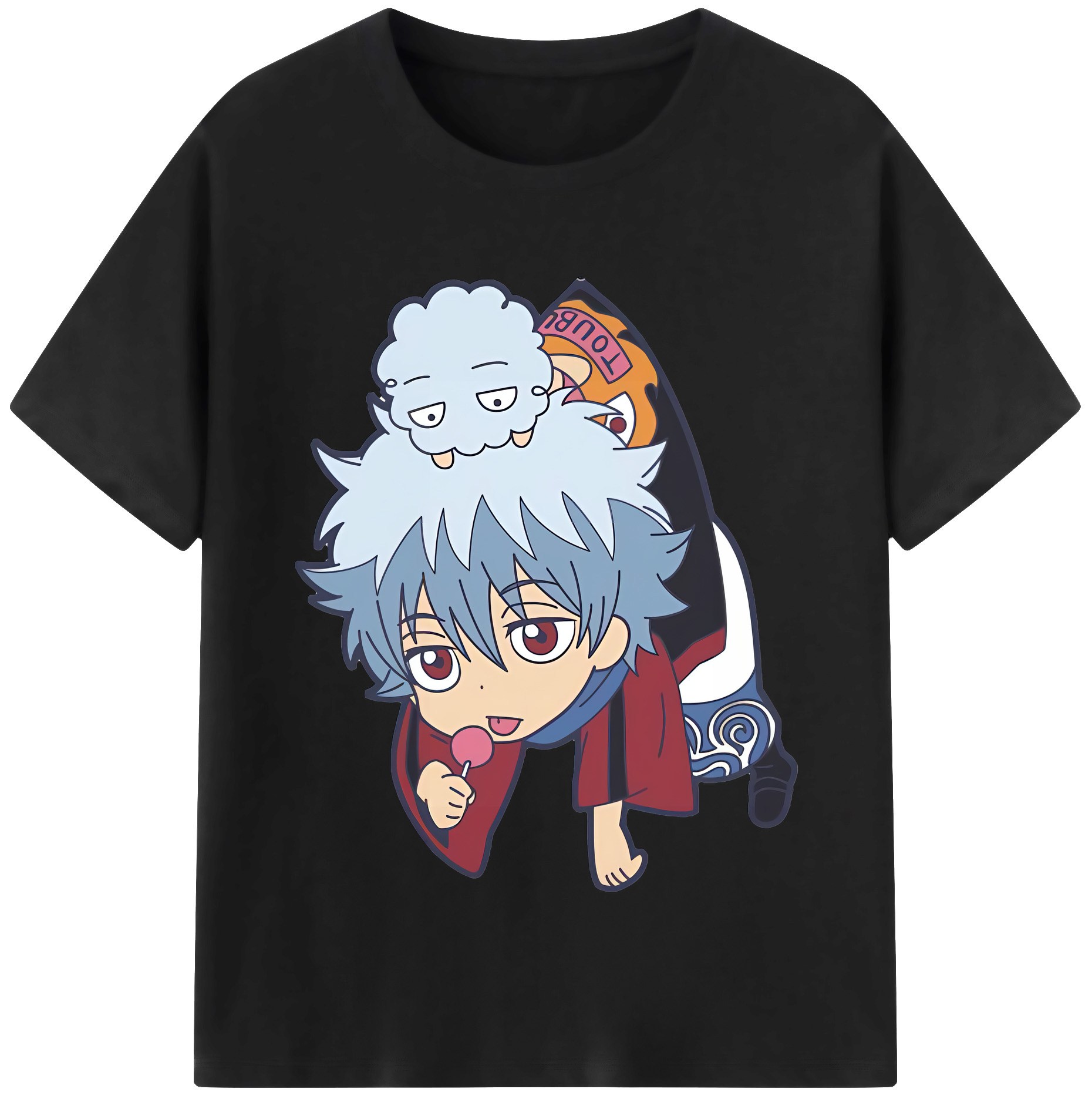 （画像用） ぎんたま 坂田銀時（さかたぎんとき） 神楽 志村新八（しむら しんぱち） GINTAMA Sakata Gintoki Kagura Shimura Shinpachi 綿100％半袖Tシャツ（フロントプリント）