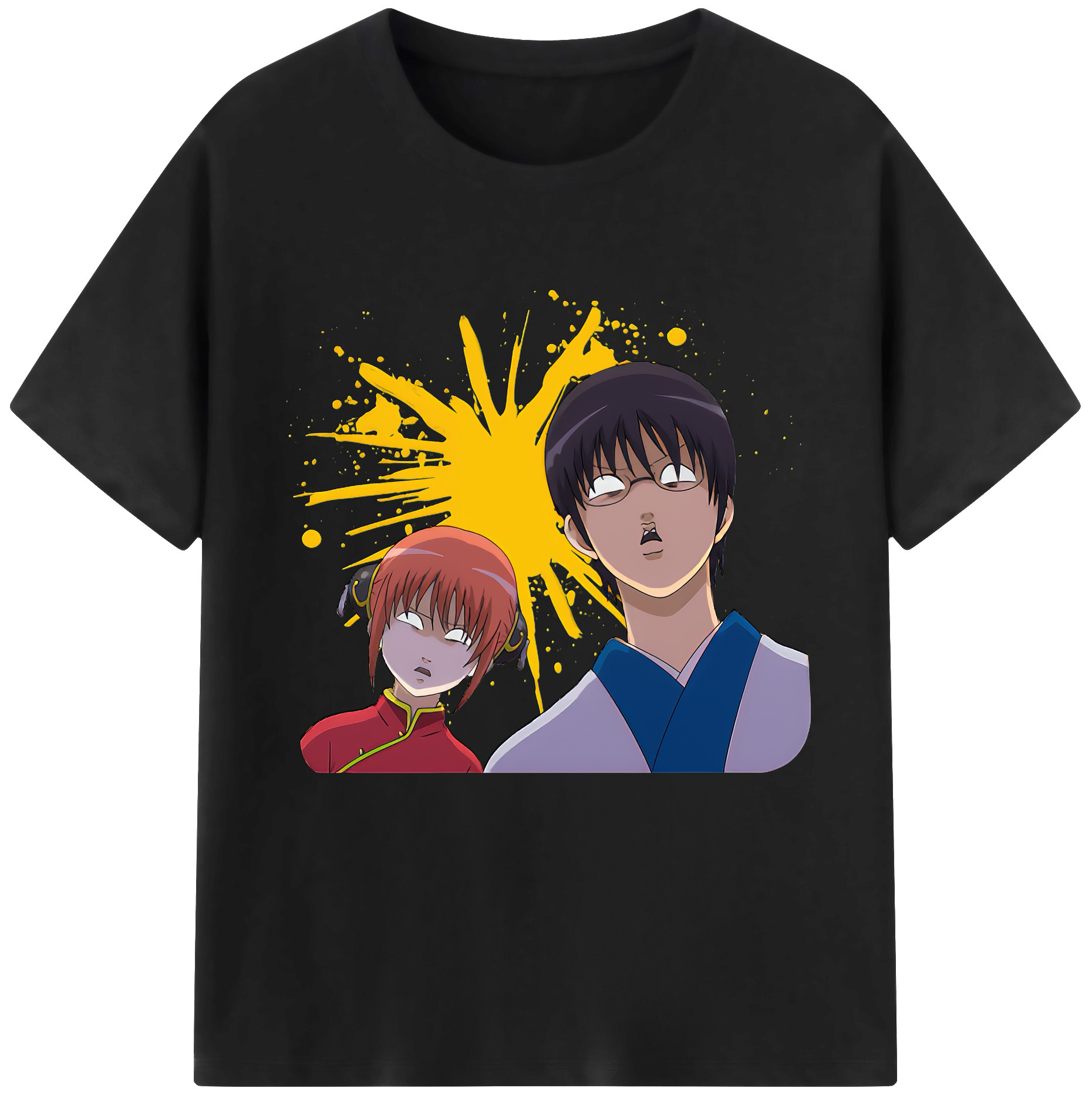 （画像用） ぎんたま 坂田銀時（さかたぎんとき） 神楽 志村新八（しむら しんぱち） GINTAMA Sakata Gintoki Kagura Shimura Shinpachi 綿100％半袖Tシャツ（フロントプリント）