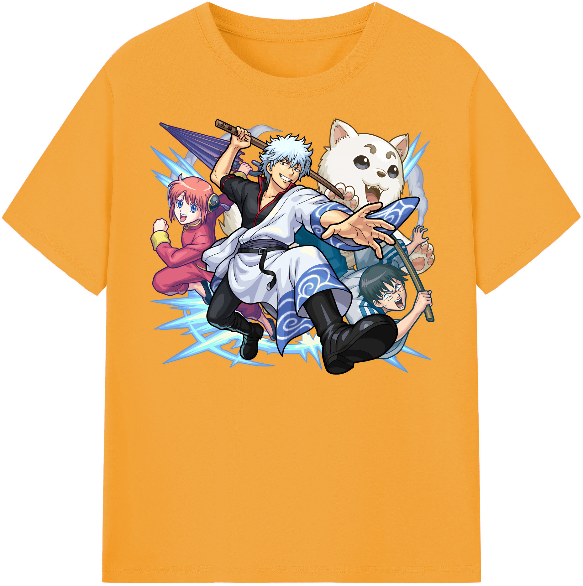 （画像用） ぎんたま 坂田銀時（さかたぎんとき） 神楽 志村新八（しむら しんぱち） GINTAMA Sakata Gintoki Kagura Shimura Shinpachi 綿100％半袖Tシャツ（フロントプリント）