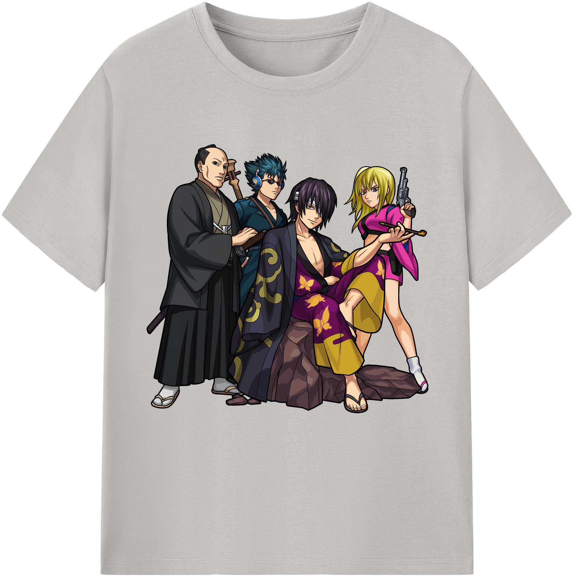 （画像用） ぎんたま 坂田銀時（さかたぎんとき） 神楽 志村新八（しむら しんぱち） GINTAMA Sakata Gintoki Kagura Shimura Shinpachi 綿100％半袖Tシャツ（フロントプリント）