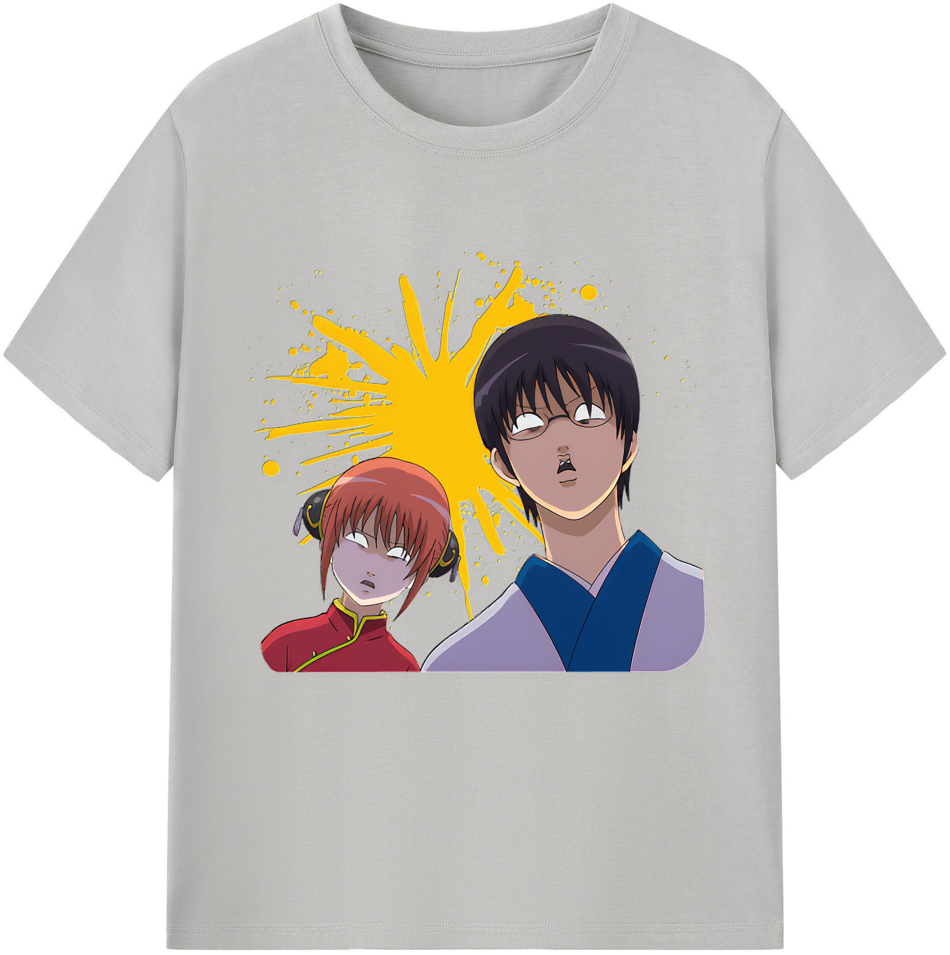 （画像用） ぎんたま 坂田銀時（さかたぎんとき） 神楽 志村新八（しむら しんぱち） GINTAMA Sakata Gintoki Kagura Shimura Shinpachi 綿100％半袖Tシャツ（フロントプリント）