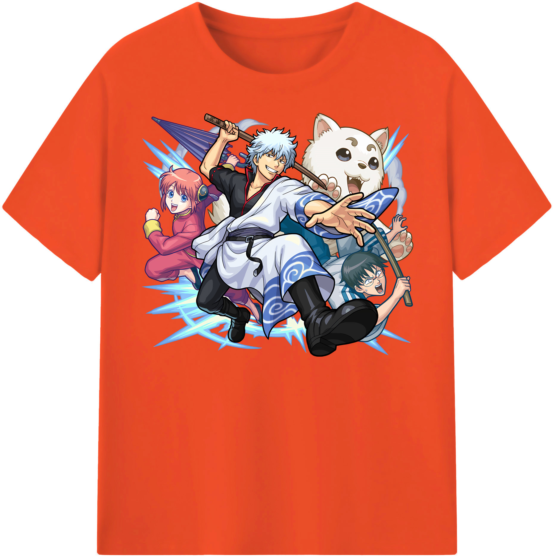 （画像用） ぎんたま 坂田銀時（さかたぎんとき） 神楽 志村新八（しむら しんぱち） GINTAMA Sakata Gintoki Kagura Shimura Shinpachi 綿100％半袖Tシャツ（フロントプリント）