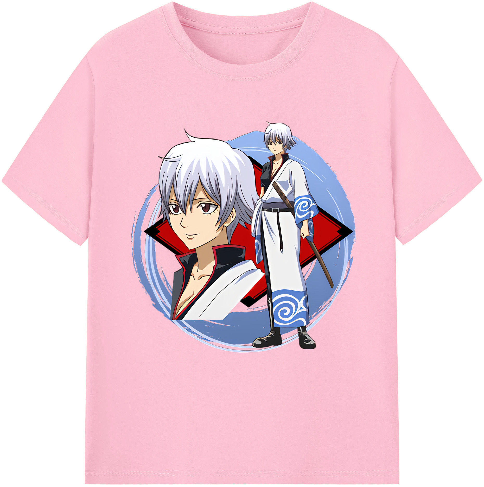 （画像用） ぎんたま 坂田銀時（さかたぎんとき） 神楽 志村新八（しむら しんぱち） GINTAMA Sakata Gintoki Kagura Shimura Shinpachi 綿100％半袖Tシャツ（フロントプリント）